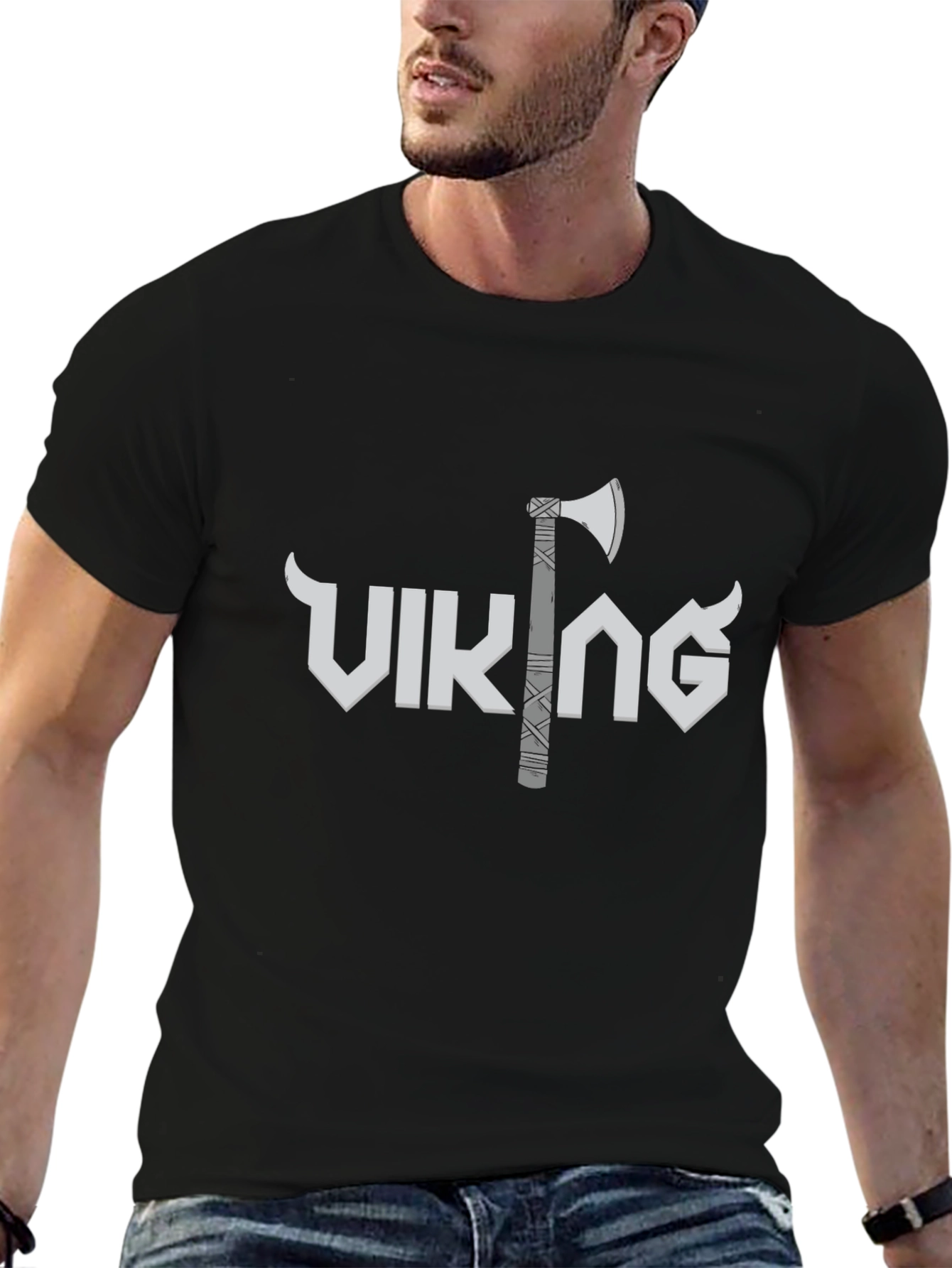 Viking Axe Graphic T-Shirt - Black