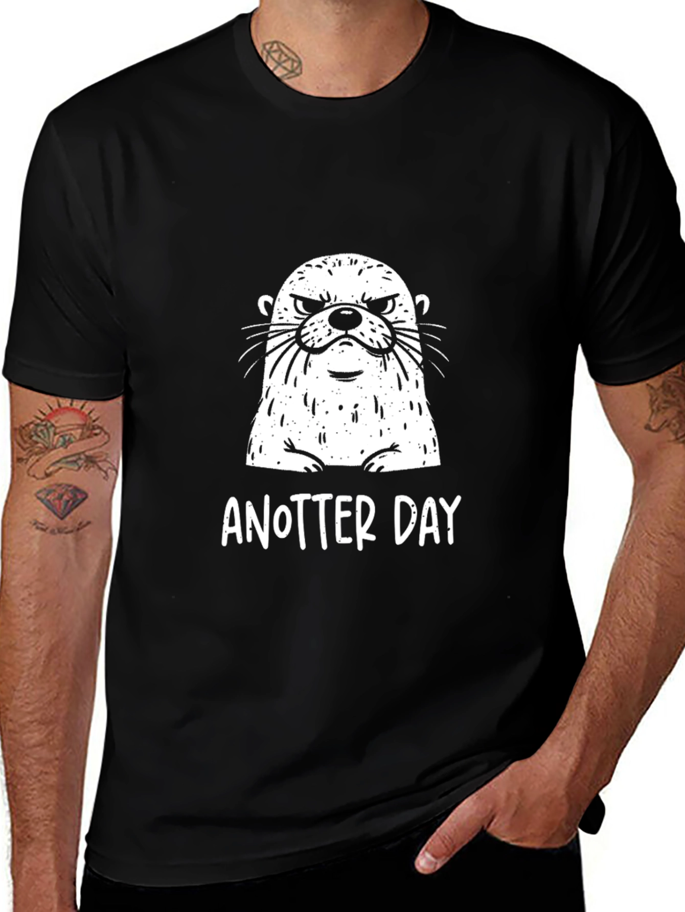 An Otter Day T-Shirt - Black