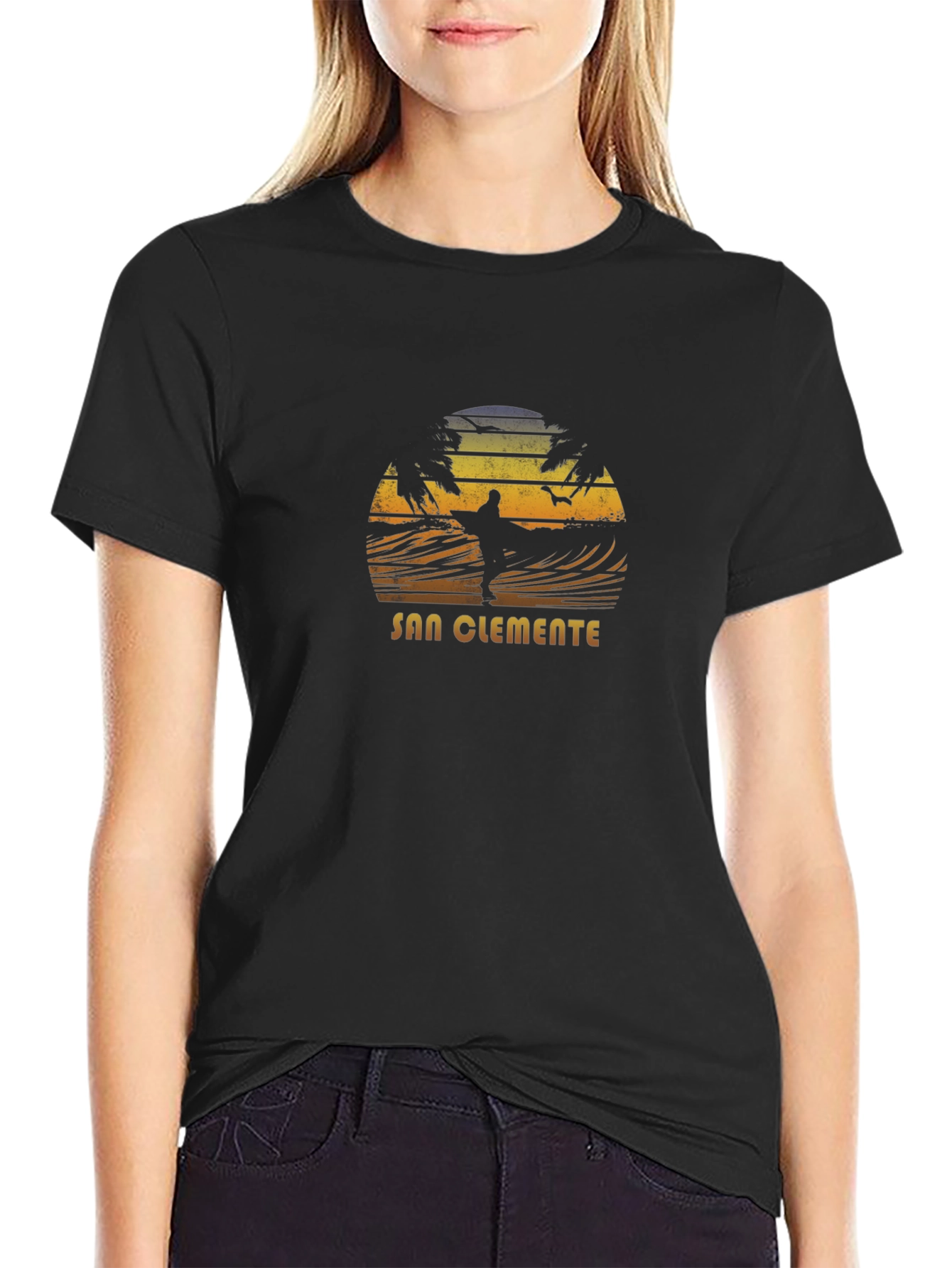 San Clemente Surfer Graphic Tee - Black