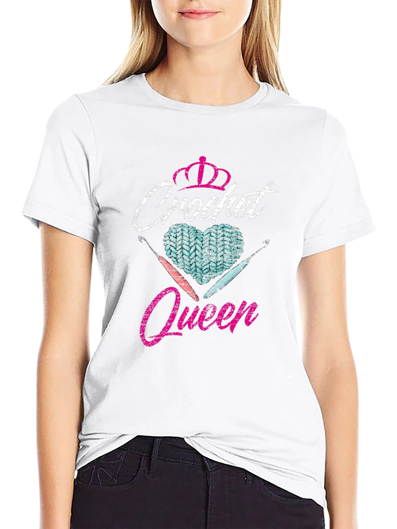 Crochet Queen T-Shirt - Knitted Heart Design