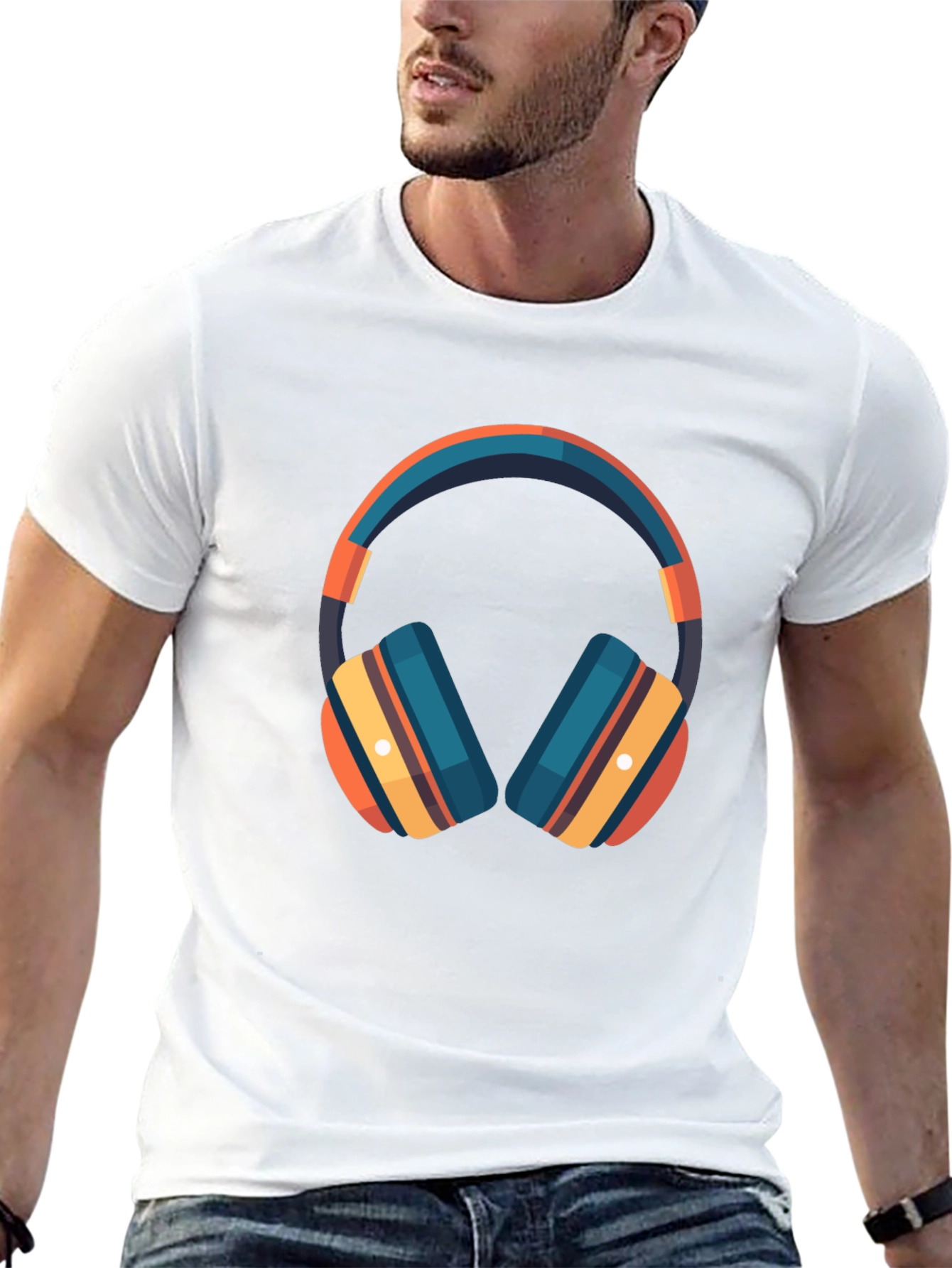 Headphones Graphic Black T-Shirt