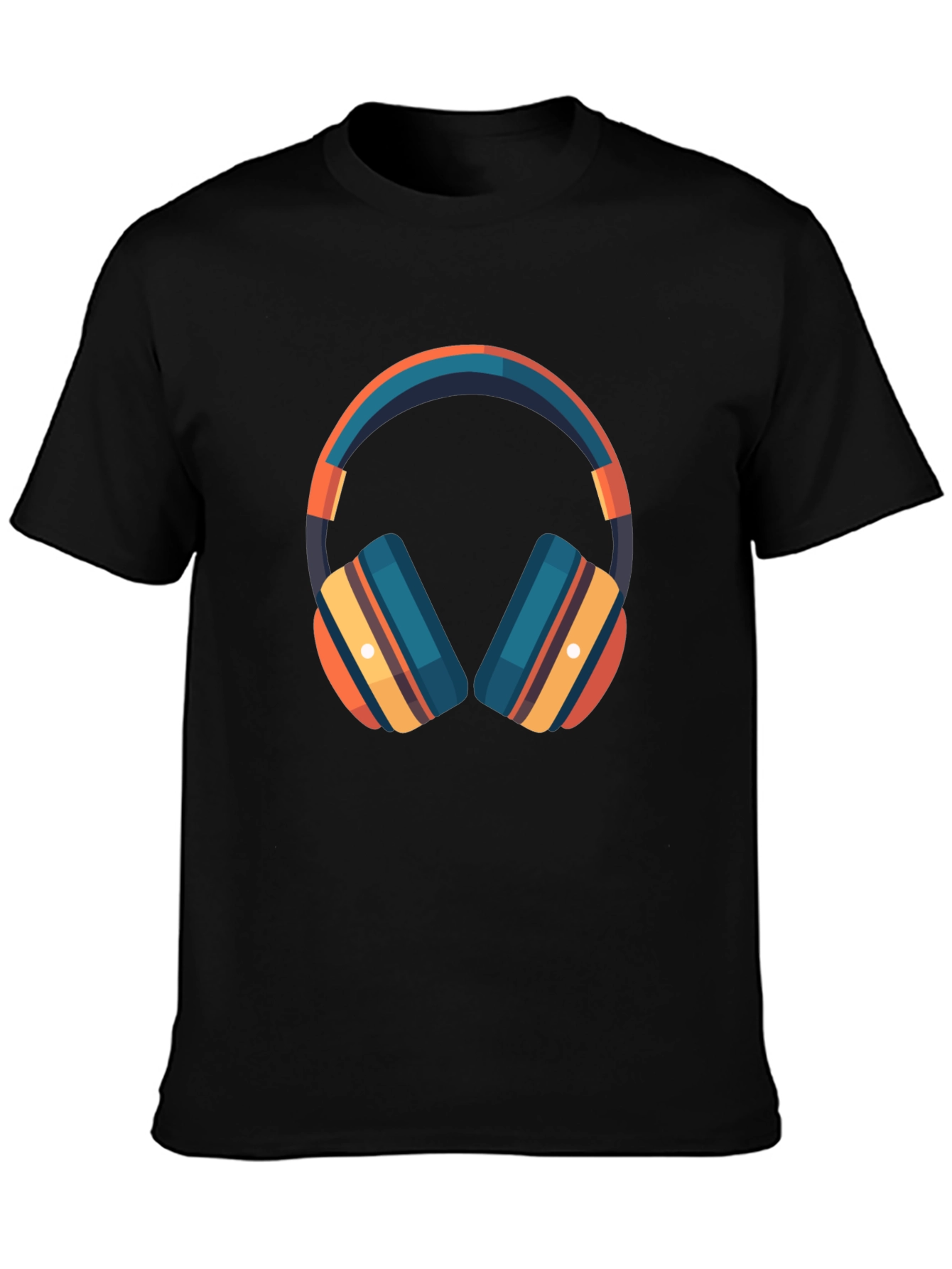 Headphones Graphic Black T-Shirt