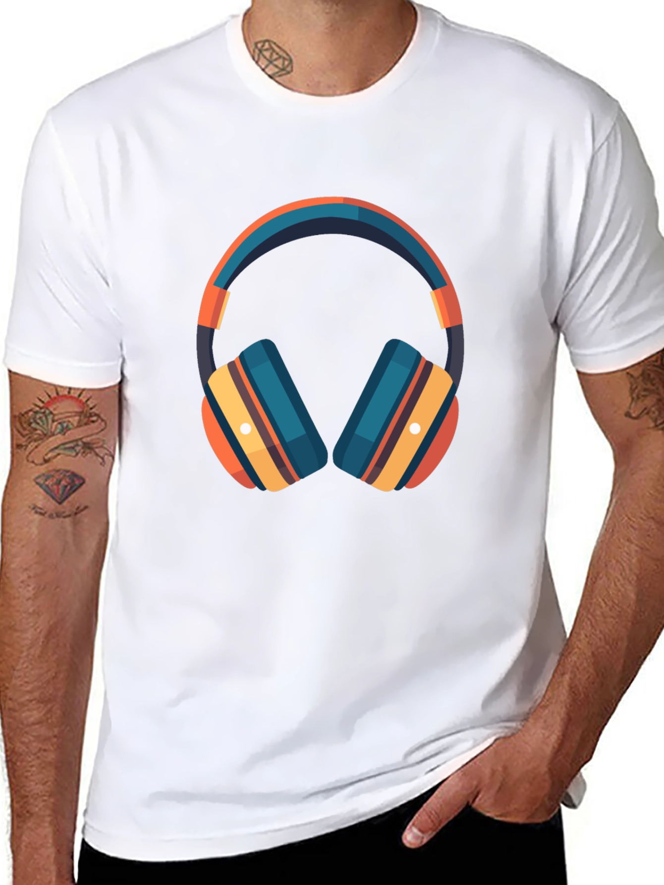 Headphones Graphic Black T-Shirt