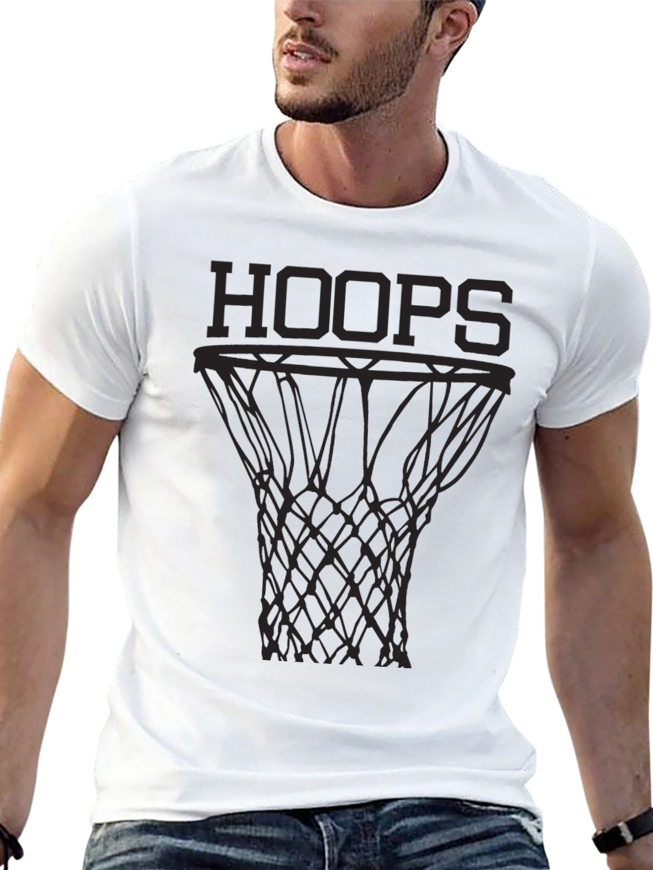 Mens Black Hoops Graphic T-Shirt