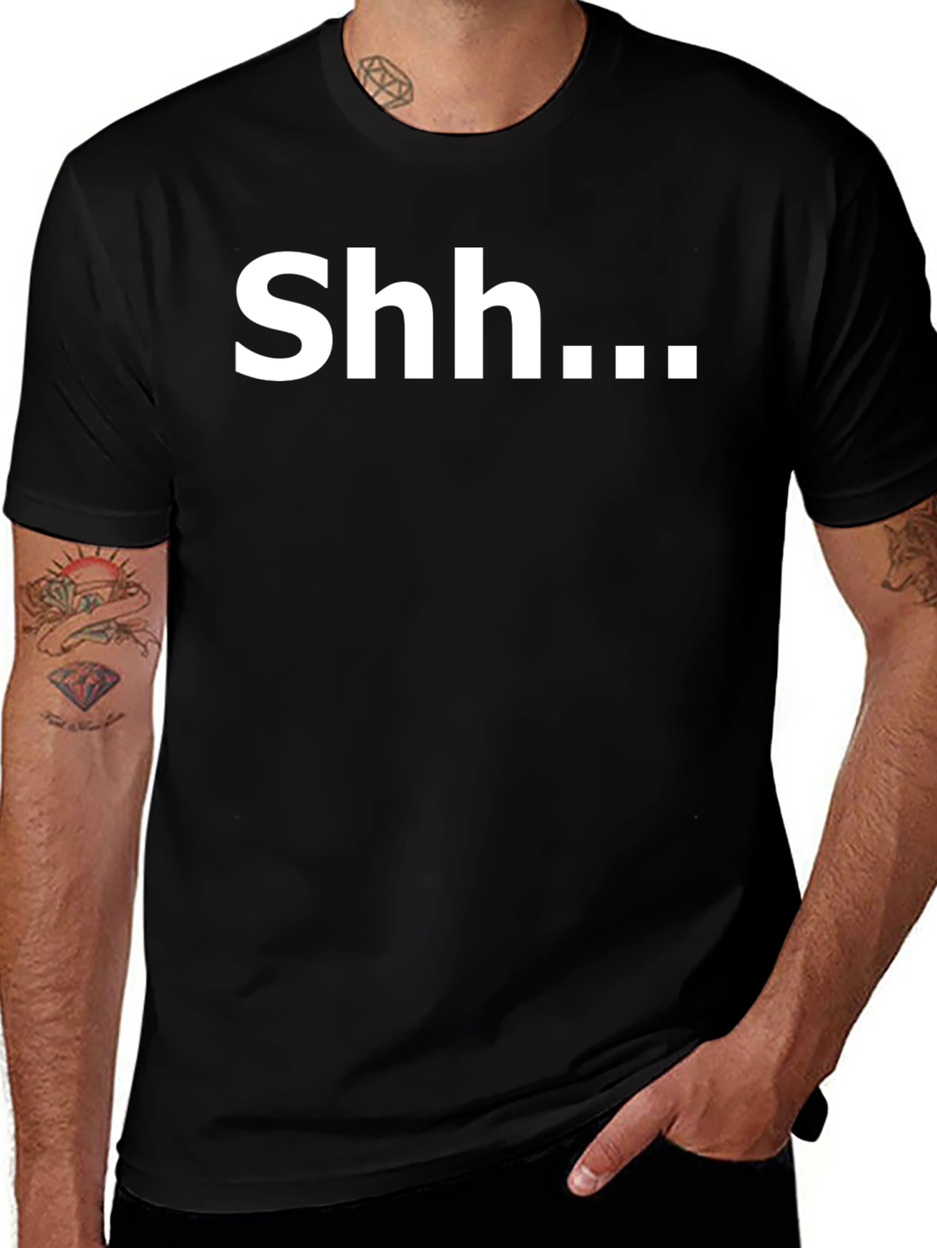 Shh... Graphic Tee - Black Cotton T-Shirt