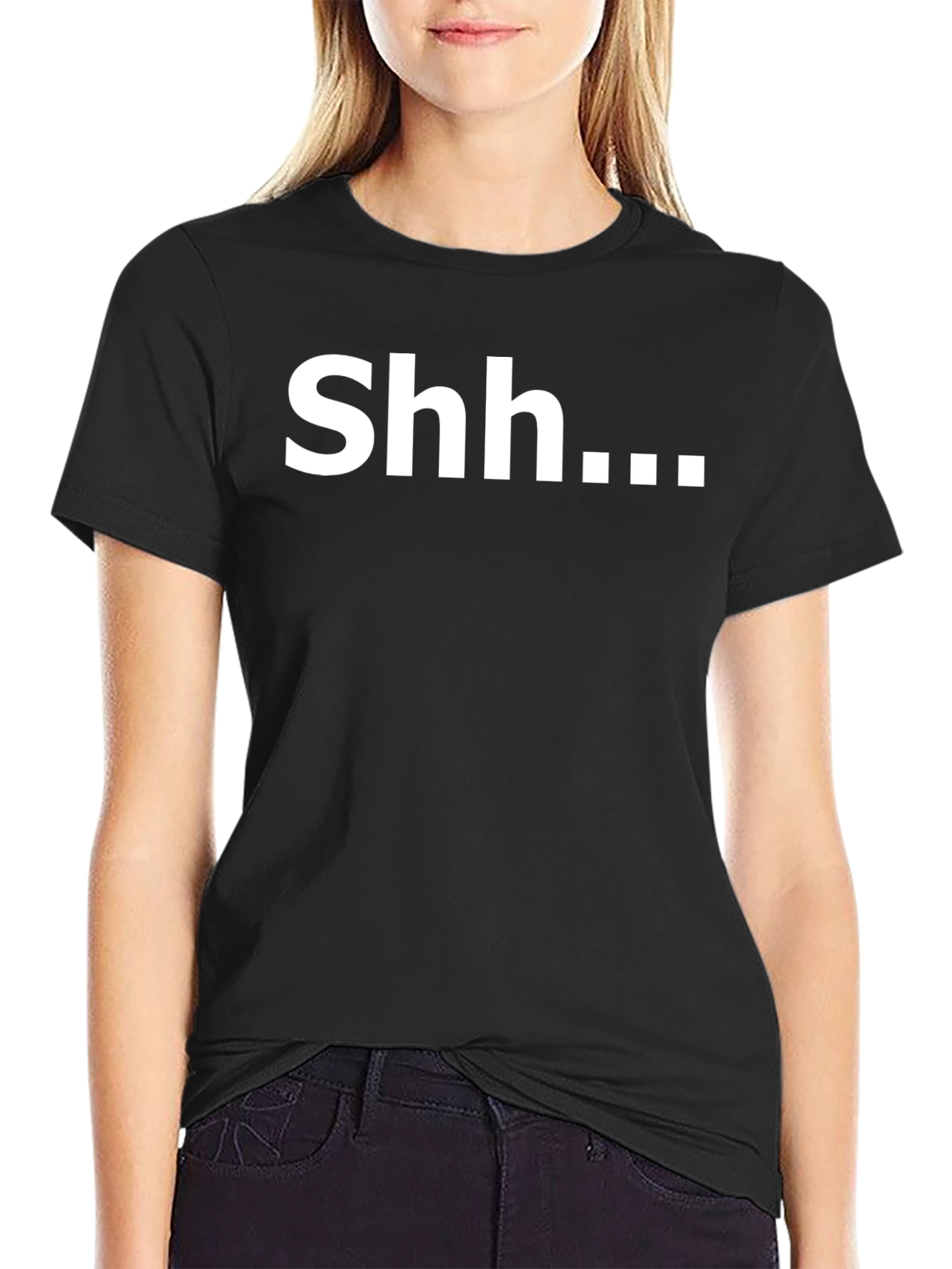Shh... Graphic Tee - Black Cotton T-Shirt