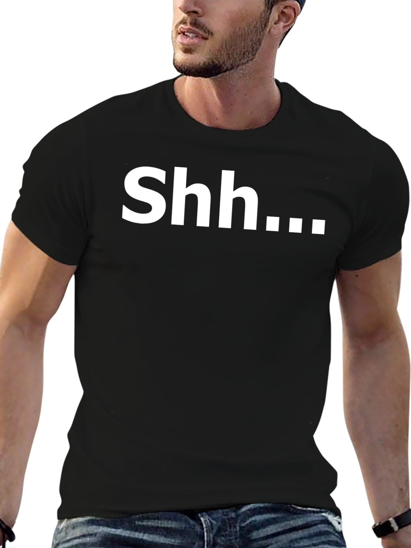 Shh... Graphic Tee - Black Cotton T-Shirt