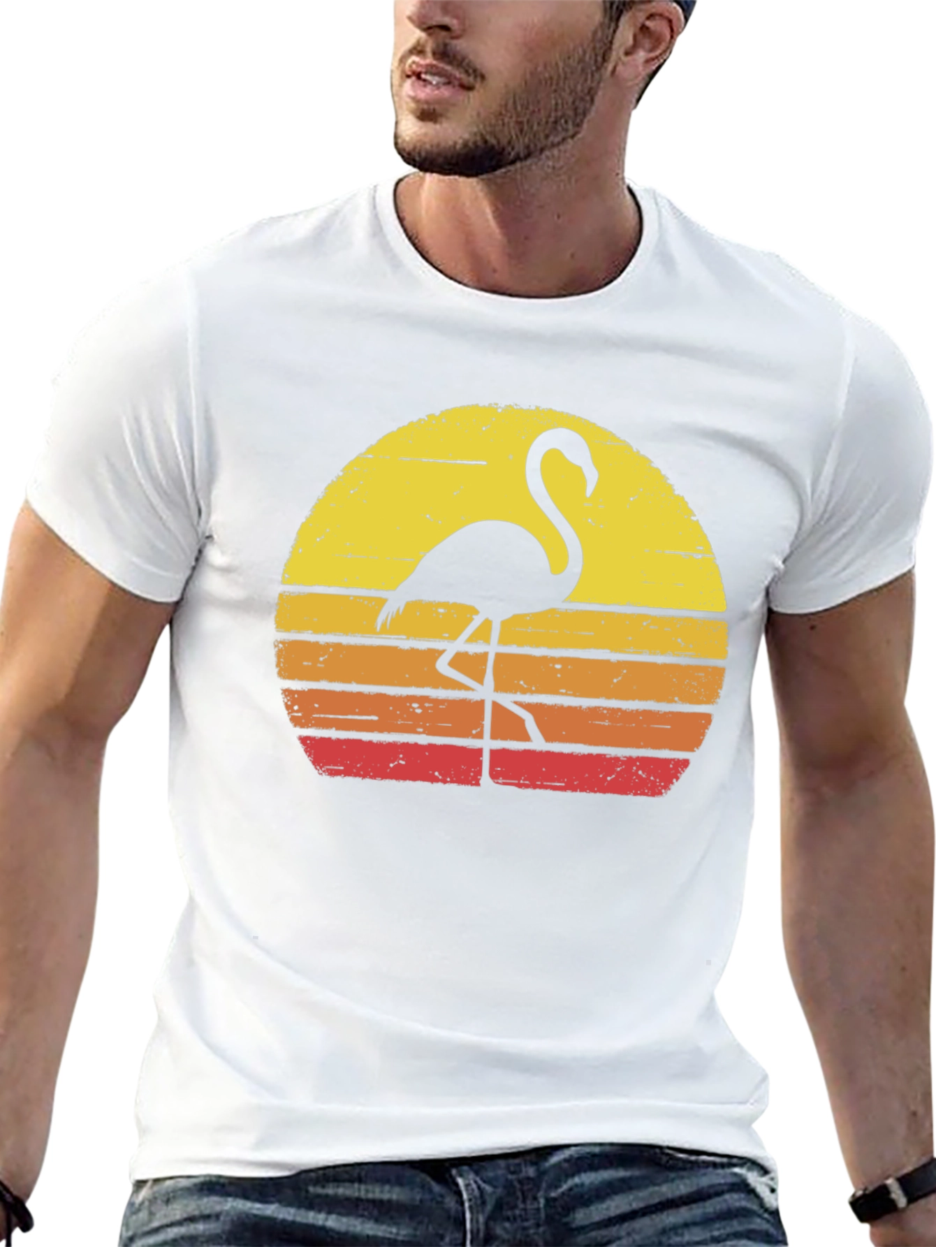 Retro Flamingo Sunset Graphic T-Shirt