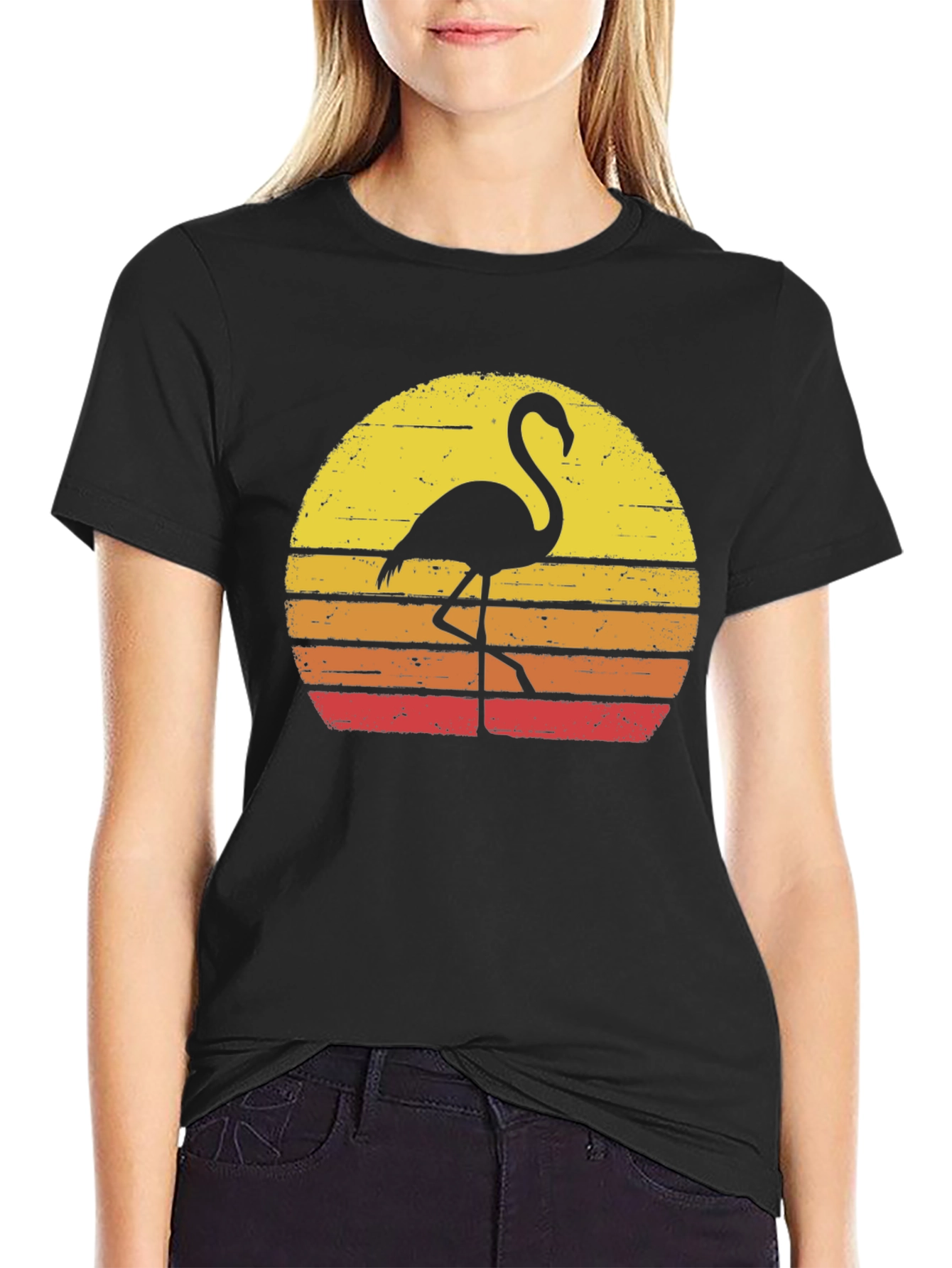 Retro Flamingo Sunset Graphic T-Shirt