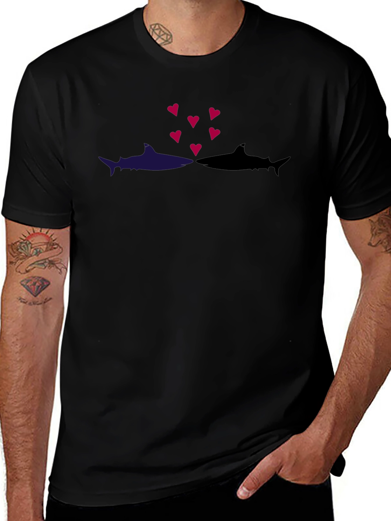 Shark Love Black T-Shirt