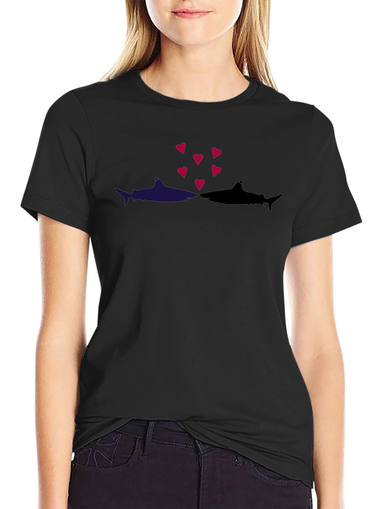 Shark Love Black T-Shirt