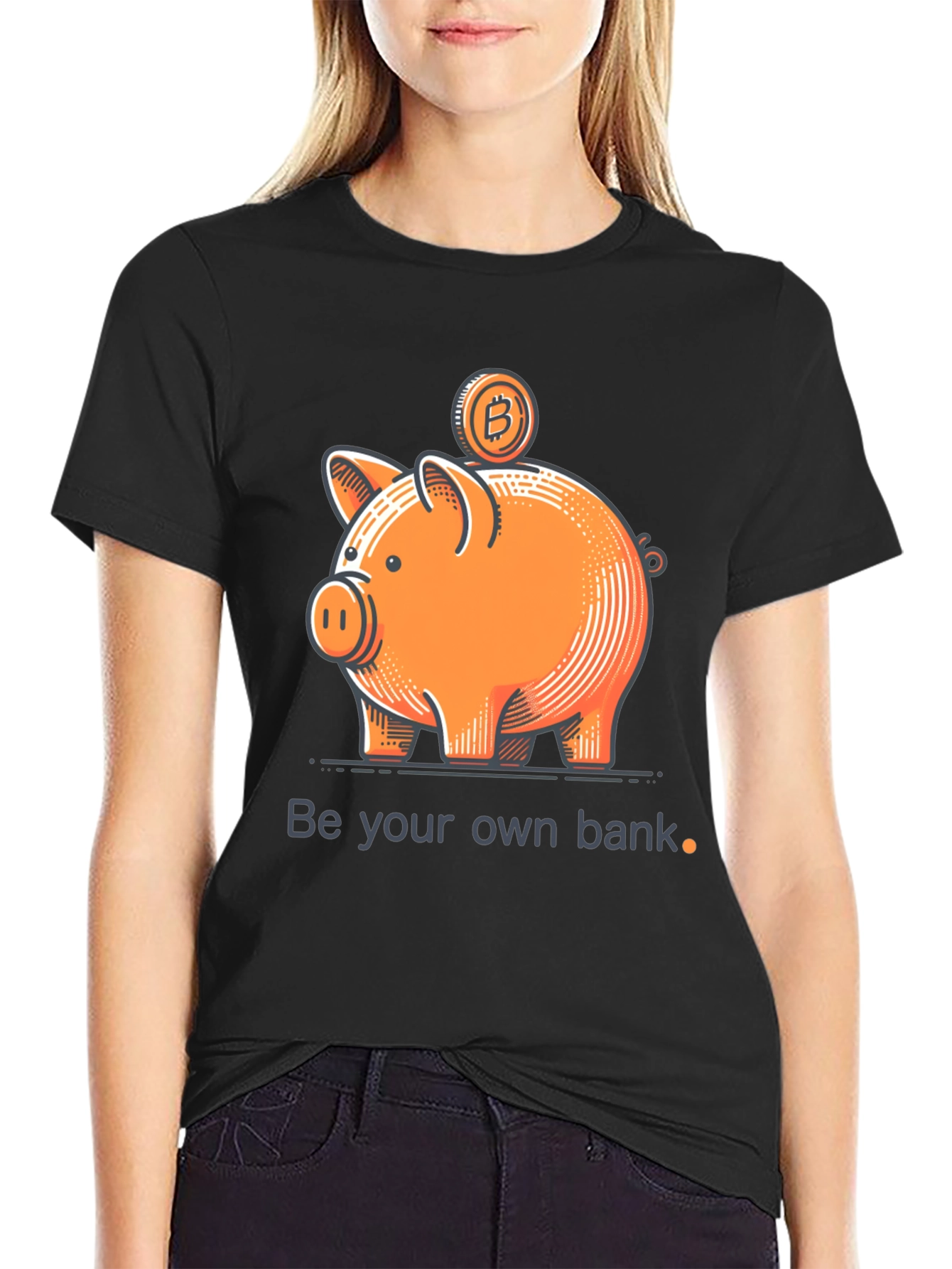 Bitcoin Piggy Bank Black T-Shirt