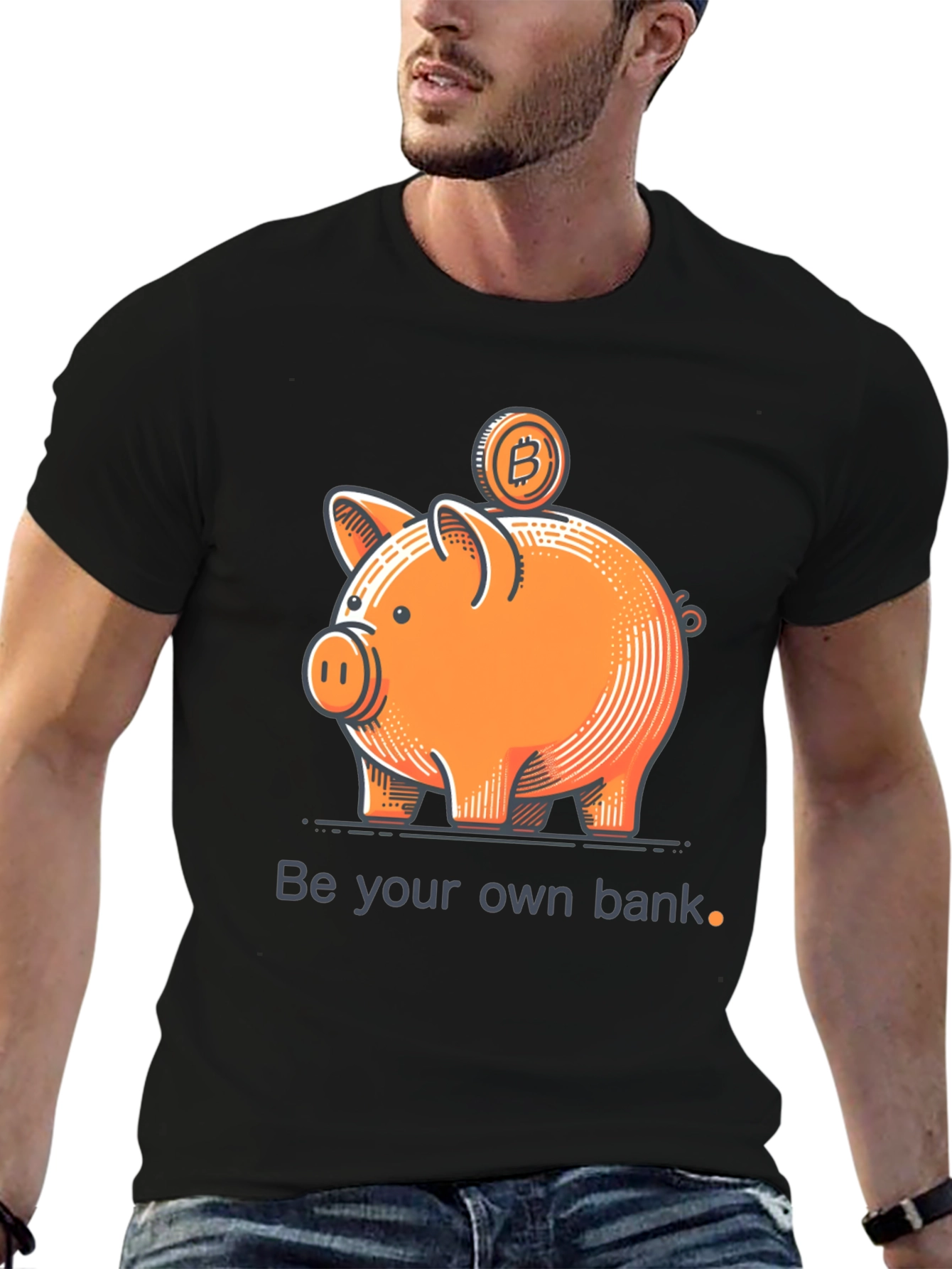 Bitcoin Piggy Bank Black T-Shirt