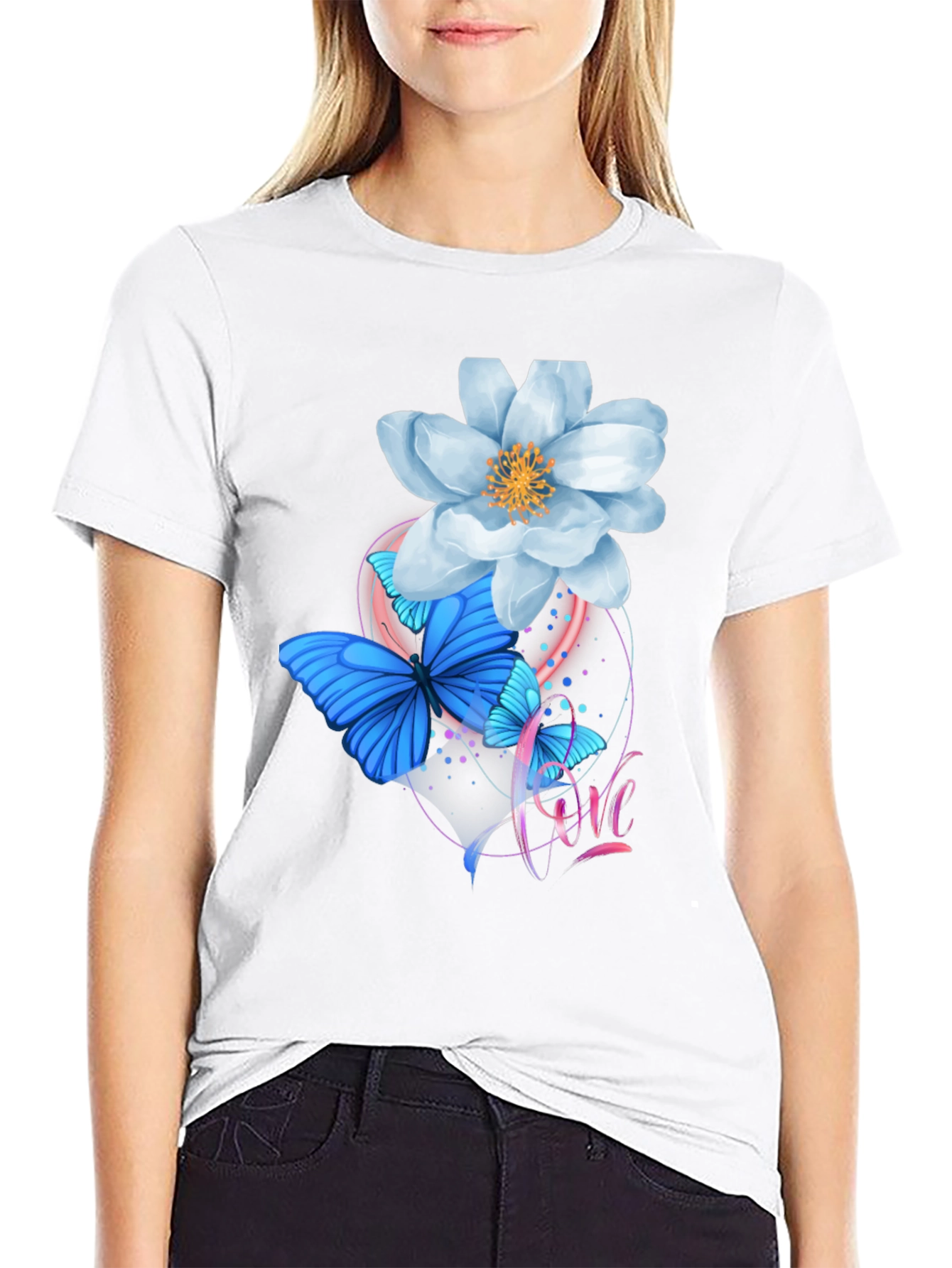Floral Butterfly Graphic T-Shirt
