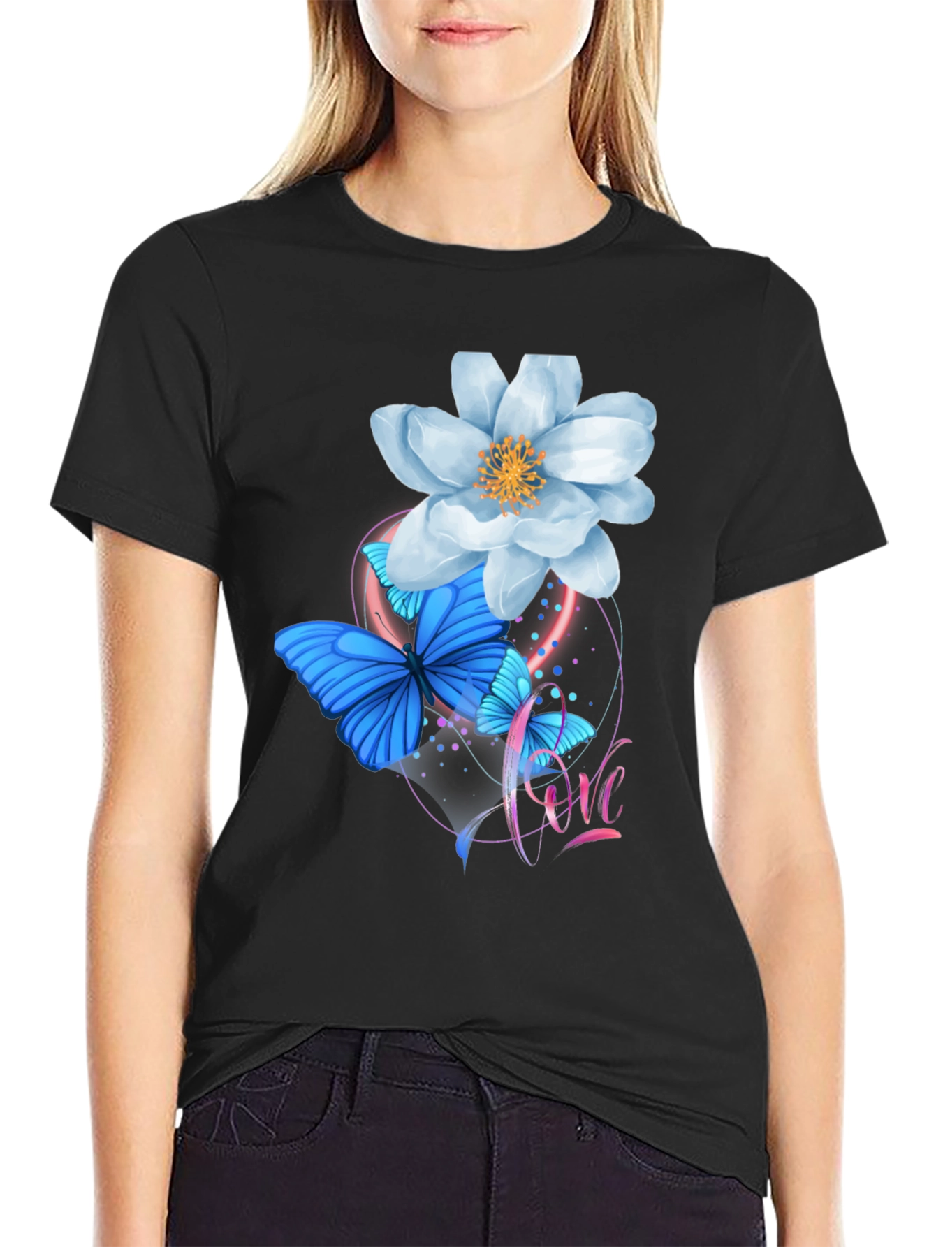 Floral Butterfly Graphic T-Shirt