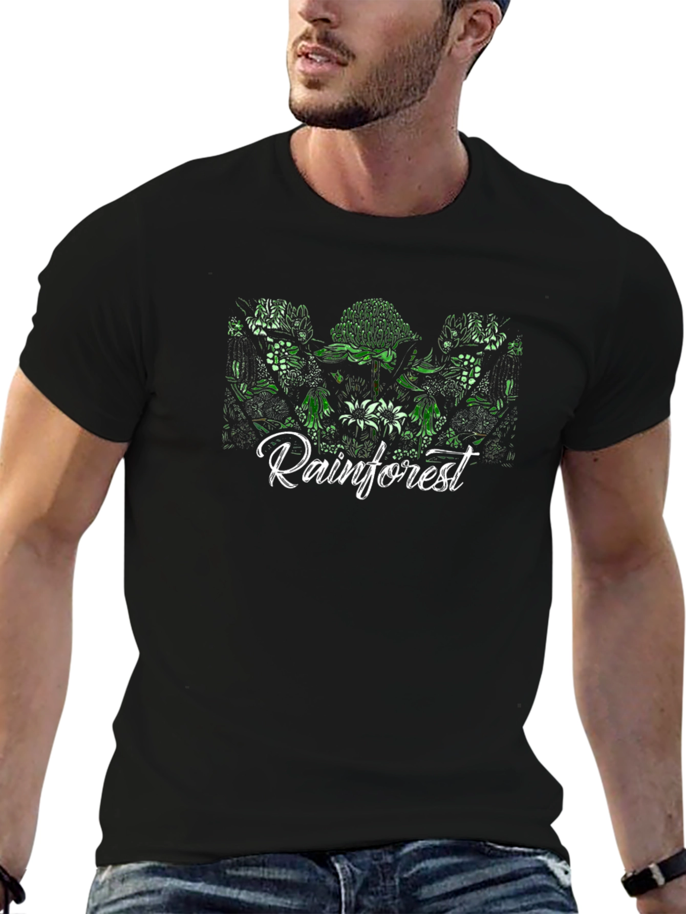 Rainforest Floral Black T-Shirt