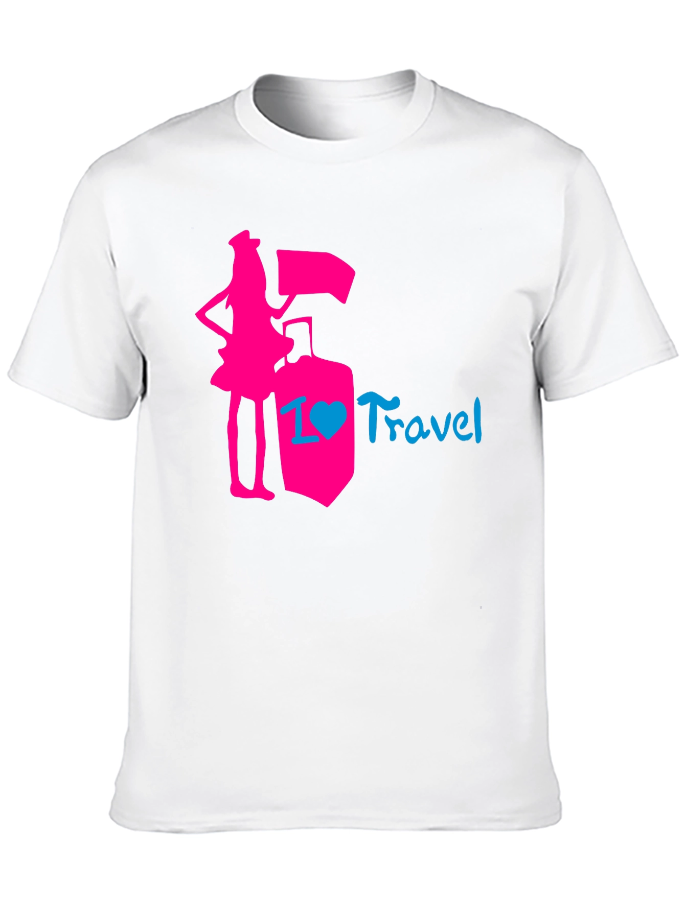 I Love Travel T-Shirt: Pink Design Stylish Top