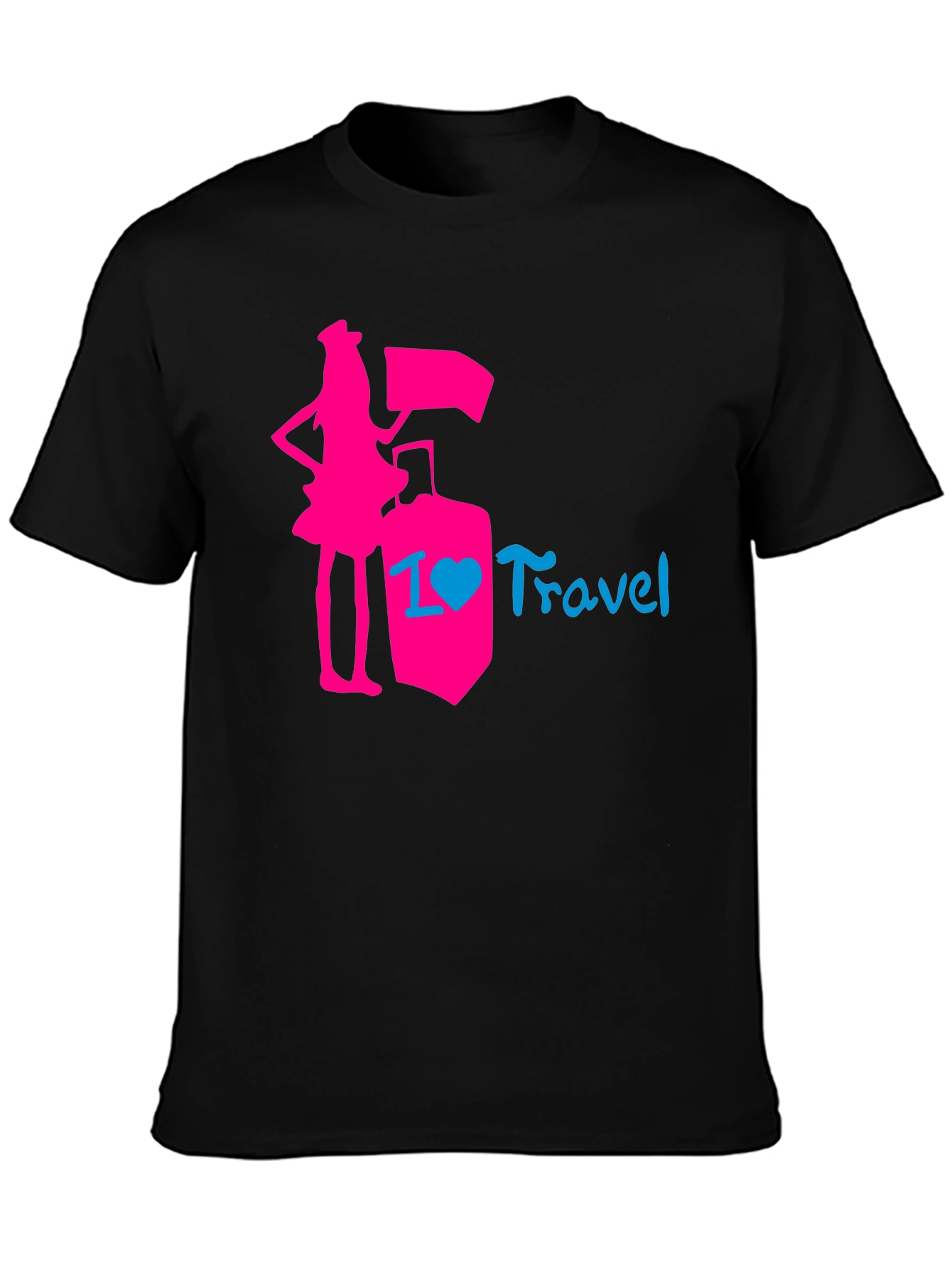 I Love Travel T-Shirt: Pink Design Stylish Top