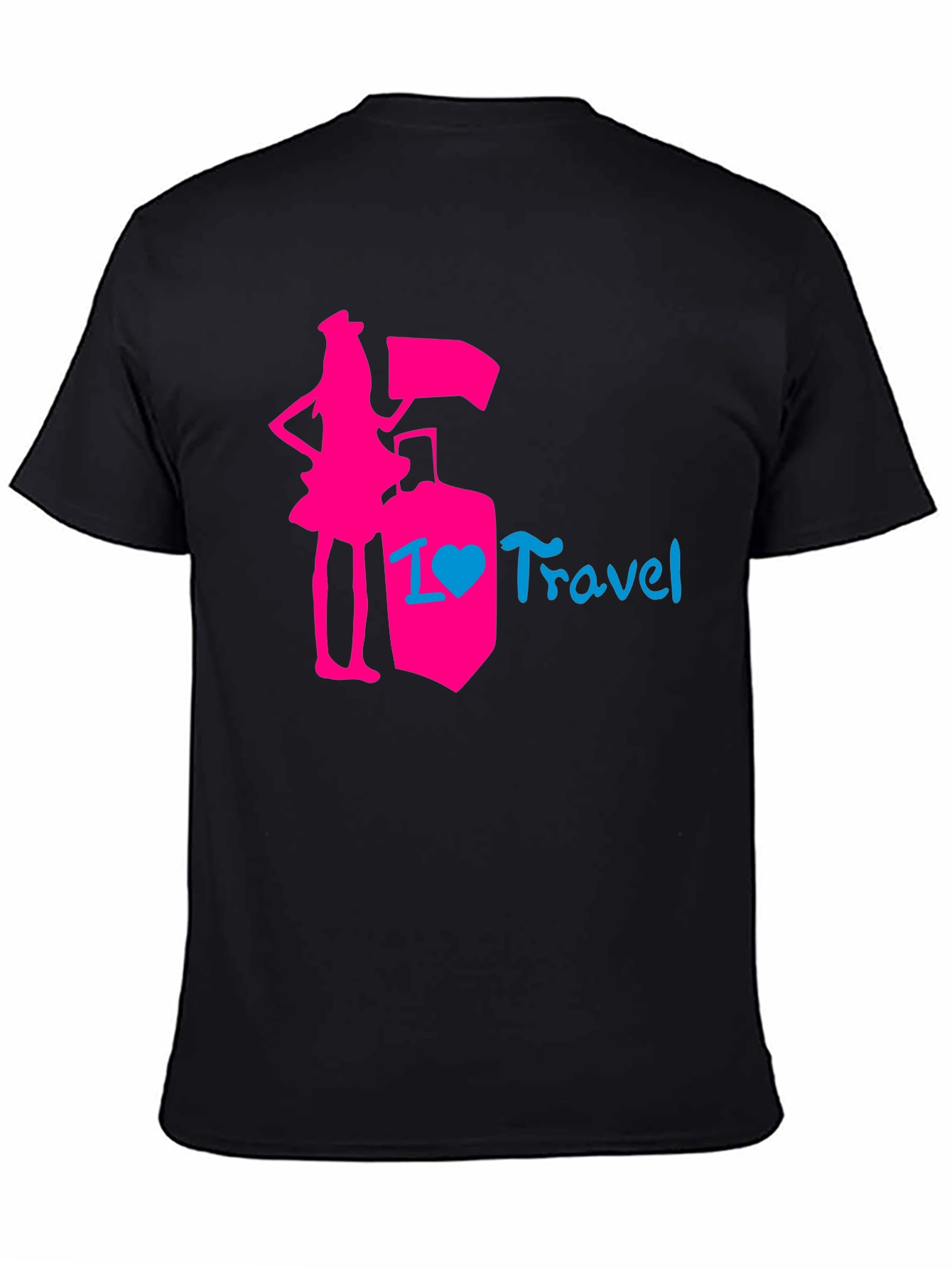 I Love Travel T-Shirt: Pink Design Stylish Top