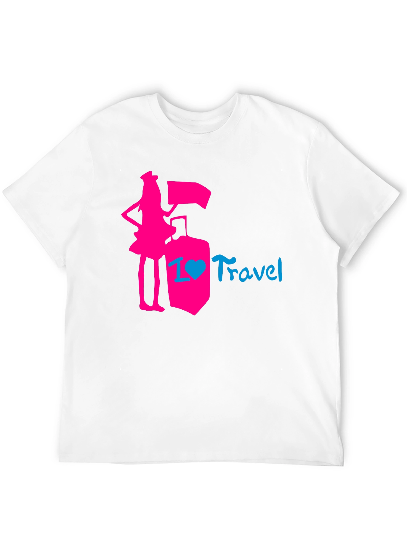 I Love Travel T-Shirt: Pink Design Stylish Top