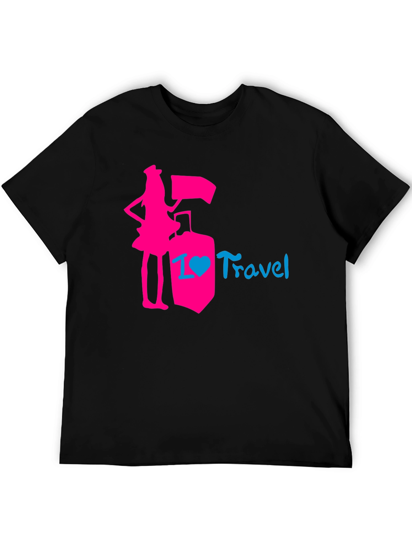 I Love Travel T-Shirt: Pink Design Stylish Top