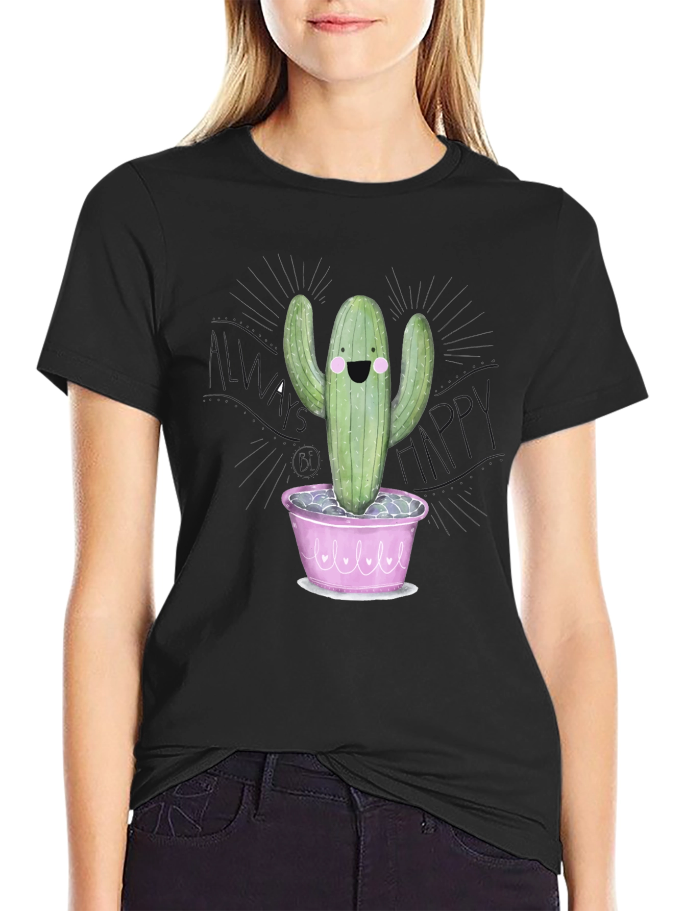 Always Happy Cactus Tee - Cute Plant Lover Shirt