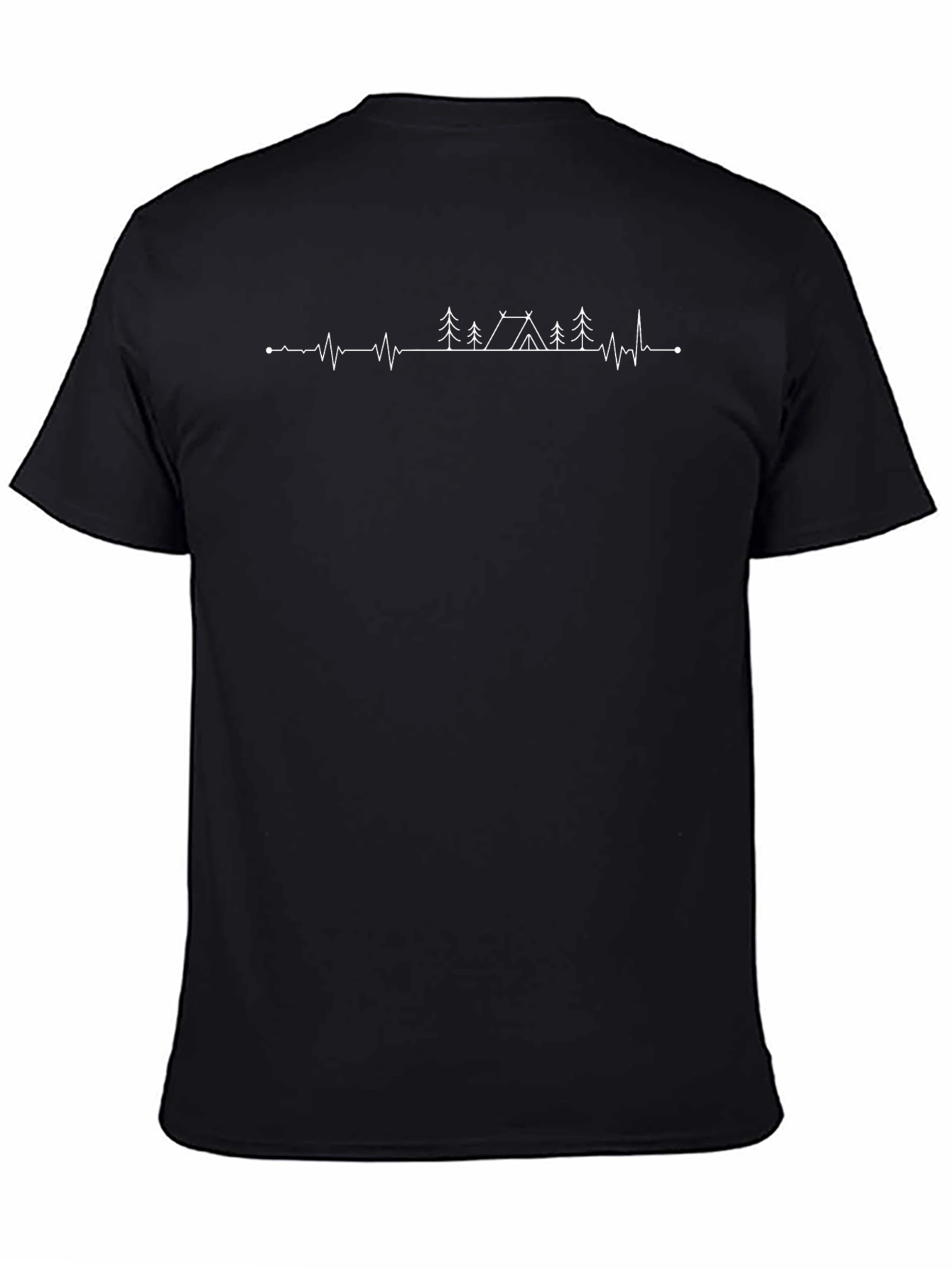 Camping Heartbeat Graphic Tee - Black
