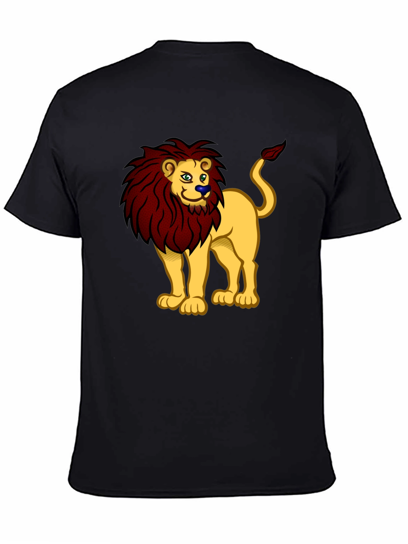 Cartoon Lion Graphic Tee - Black T-Shirt