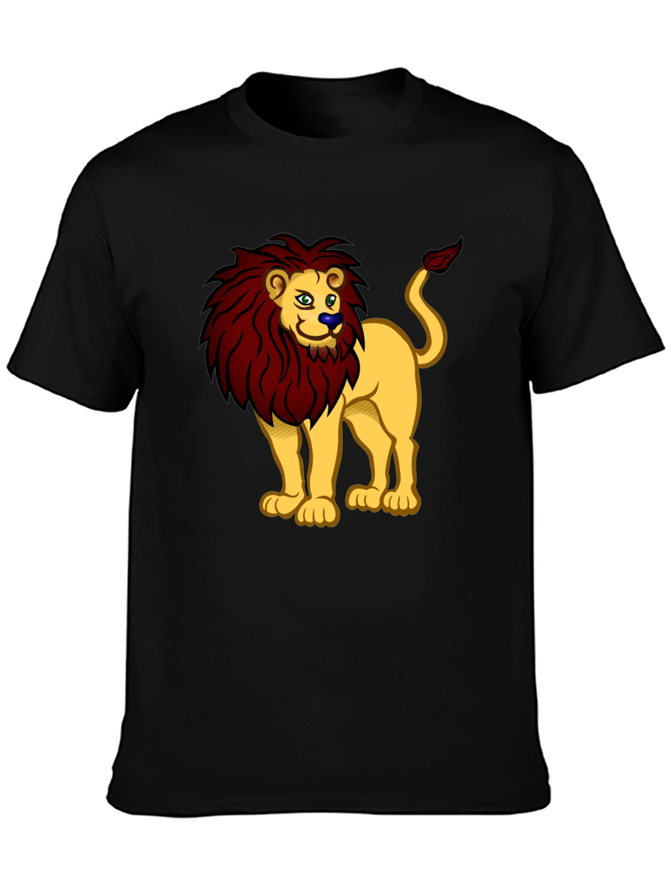 Cartoon Lion Graphic Tee - Black T-Shirt