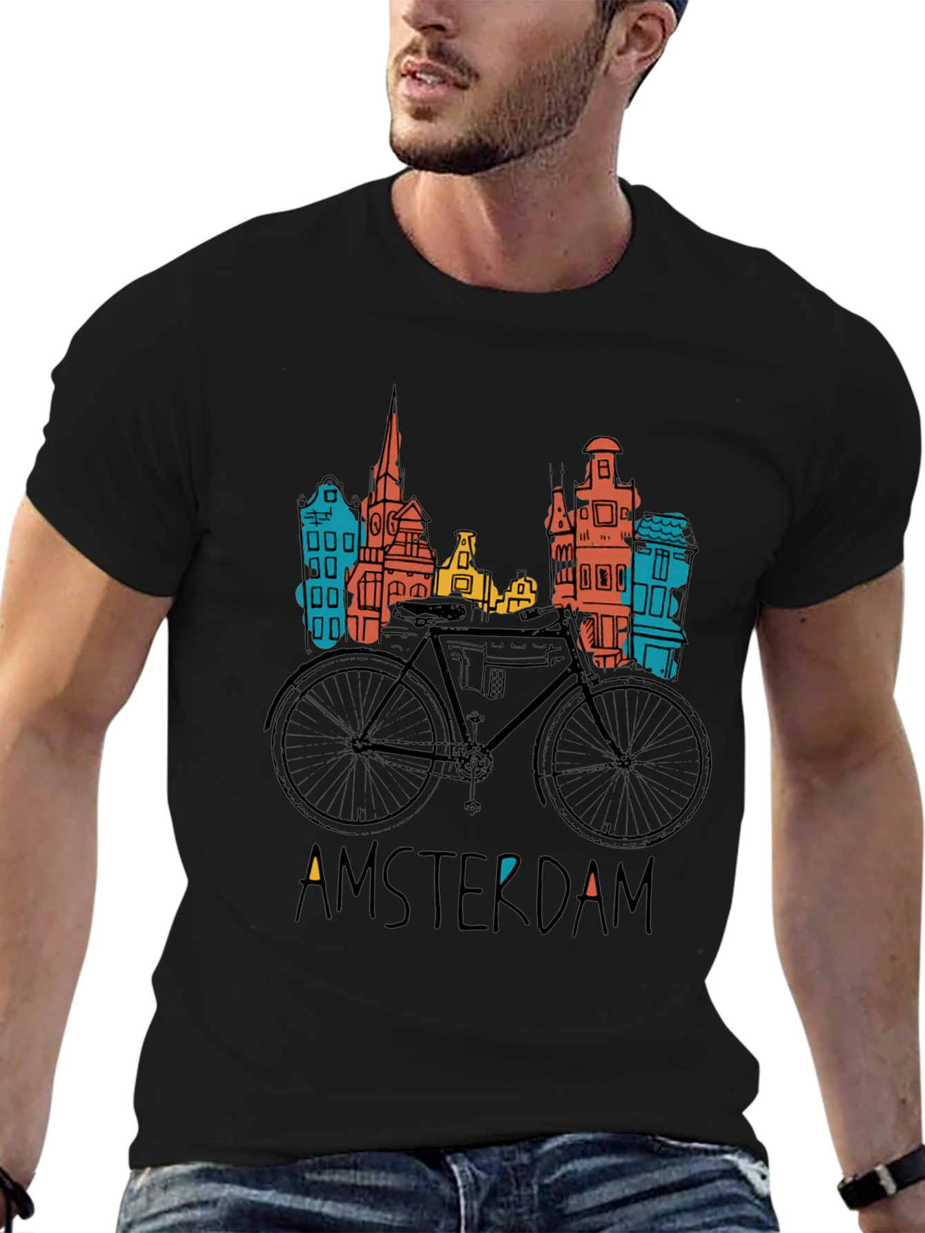 Amsterdam Bicycle T-Shirt - Cityscape Design