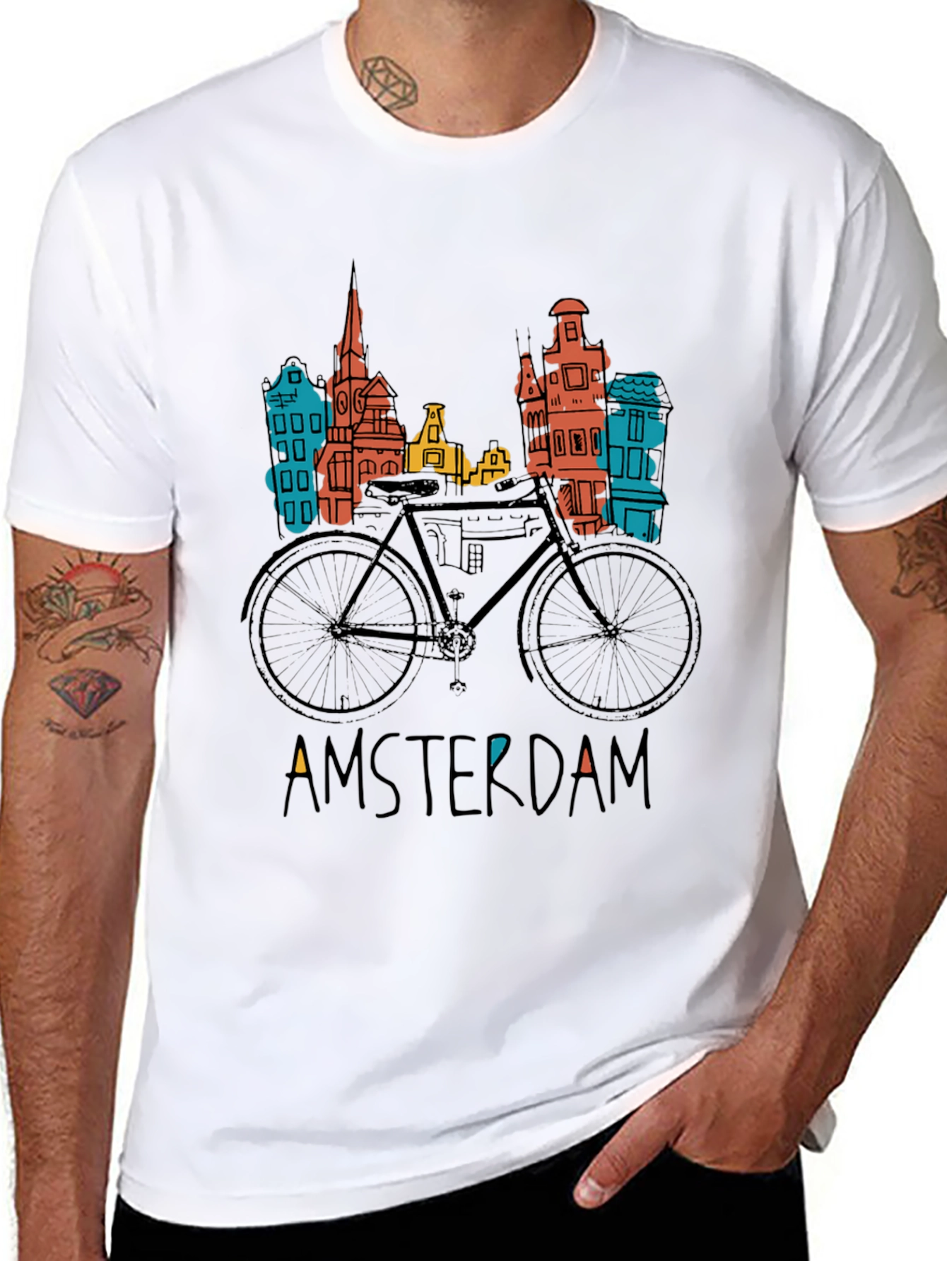 Amsterdam Bicycle T-Shirt - Cityscape Design