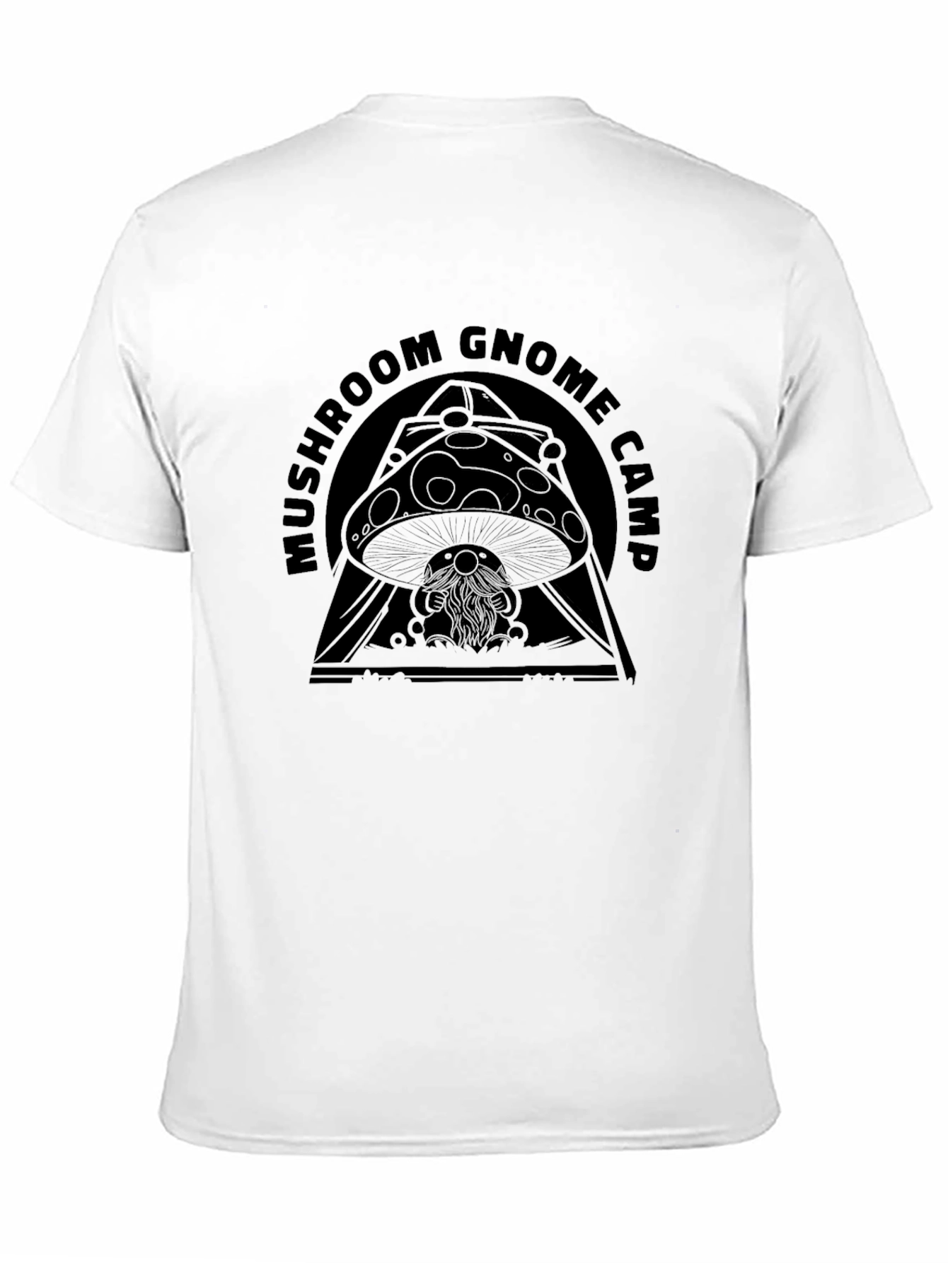 Mushroom Gnome Camp Black Graphic T-Shirt