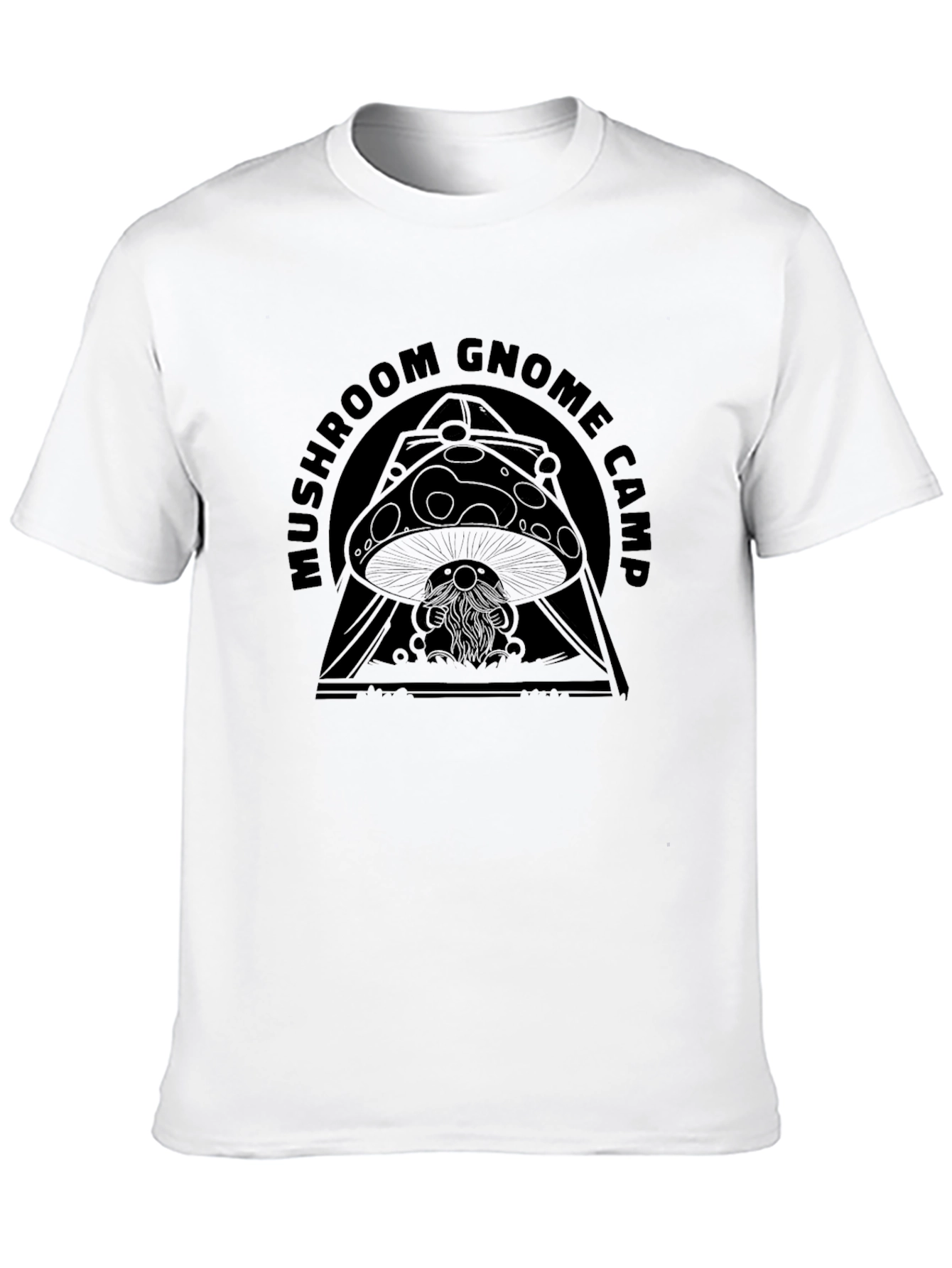 Mushroom Gnome Camp Black Graphic T-Shirt