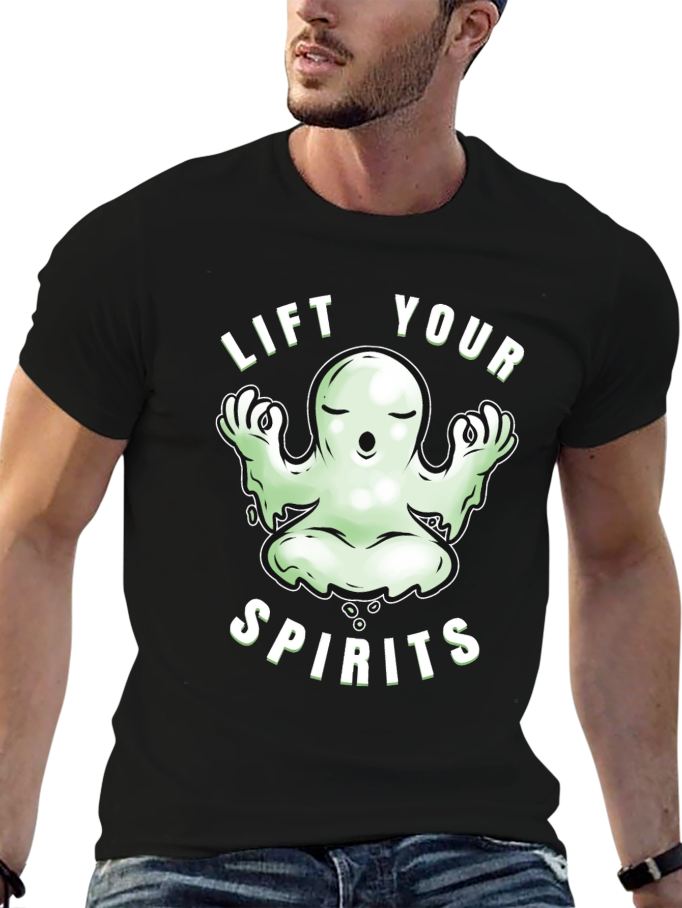 Lift Your Spirits Ghost Graphic Tee - Black