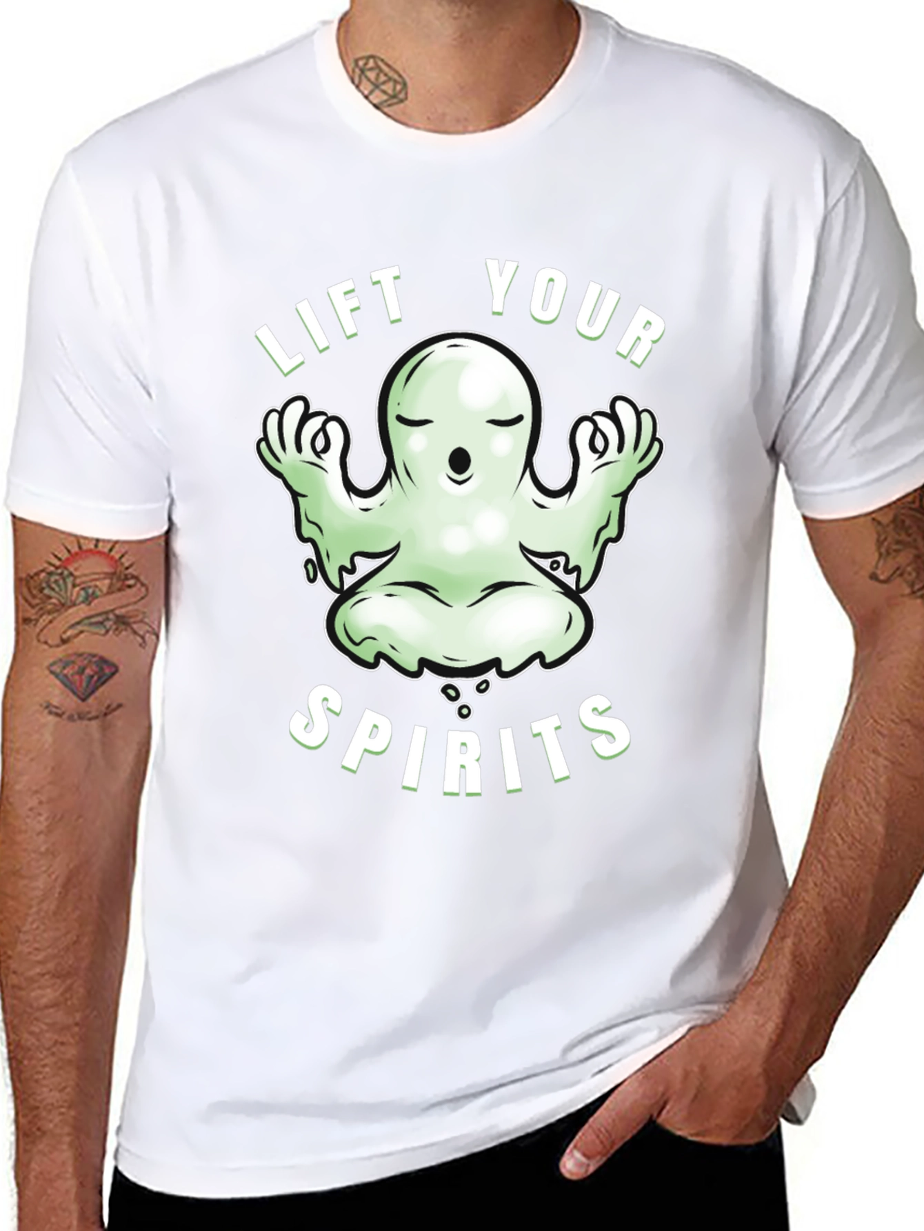 Lift Your Spirits Ghost Graphic Tee - Black