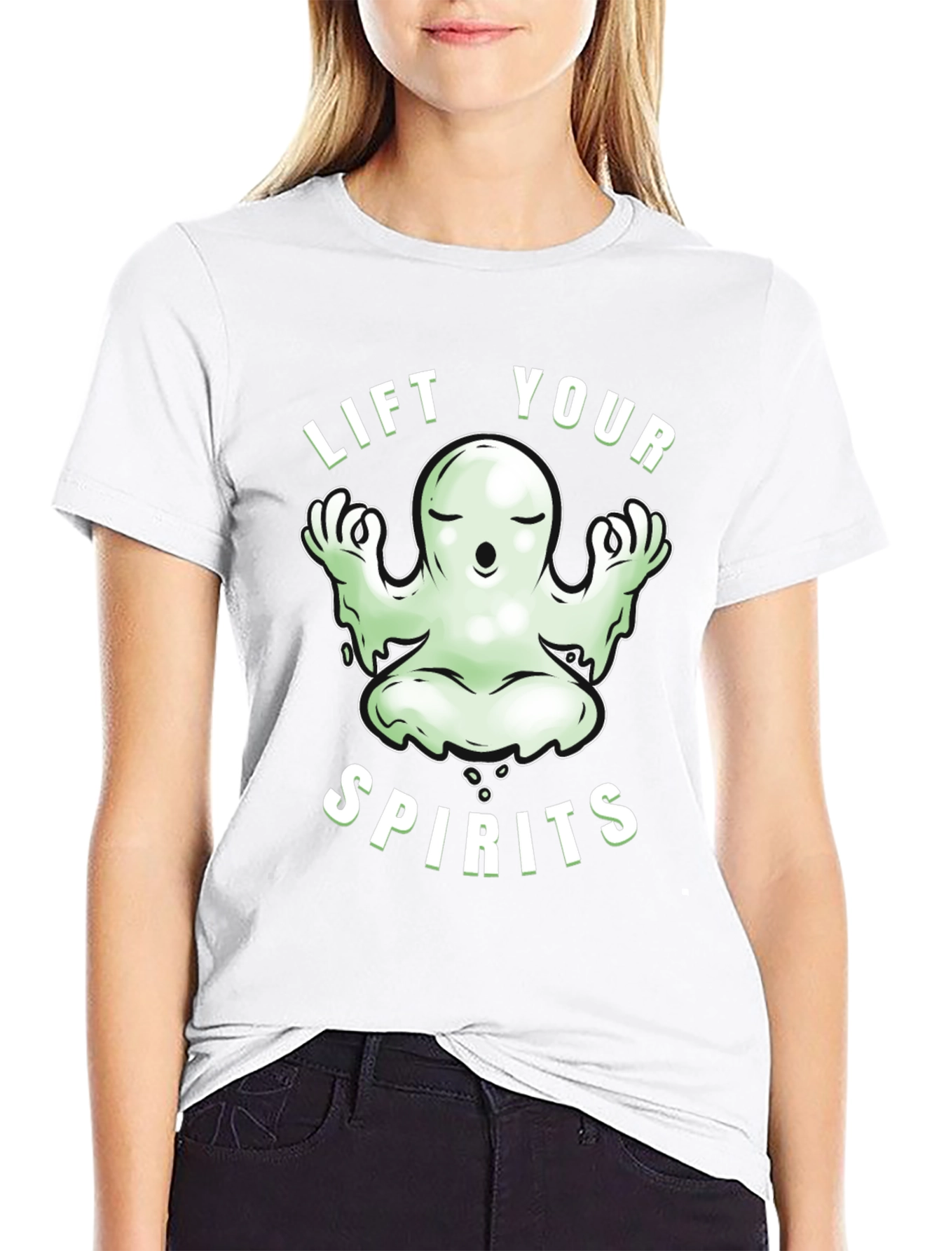Lift Your Spirits Ghost Graphic Tee - Black