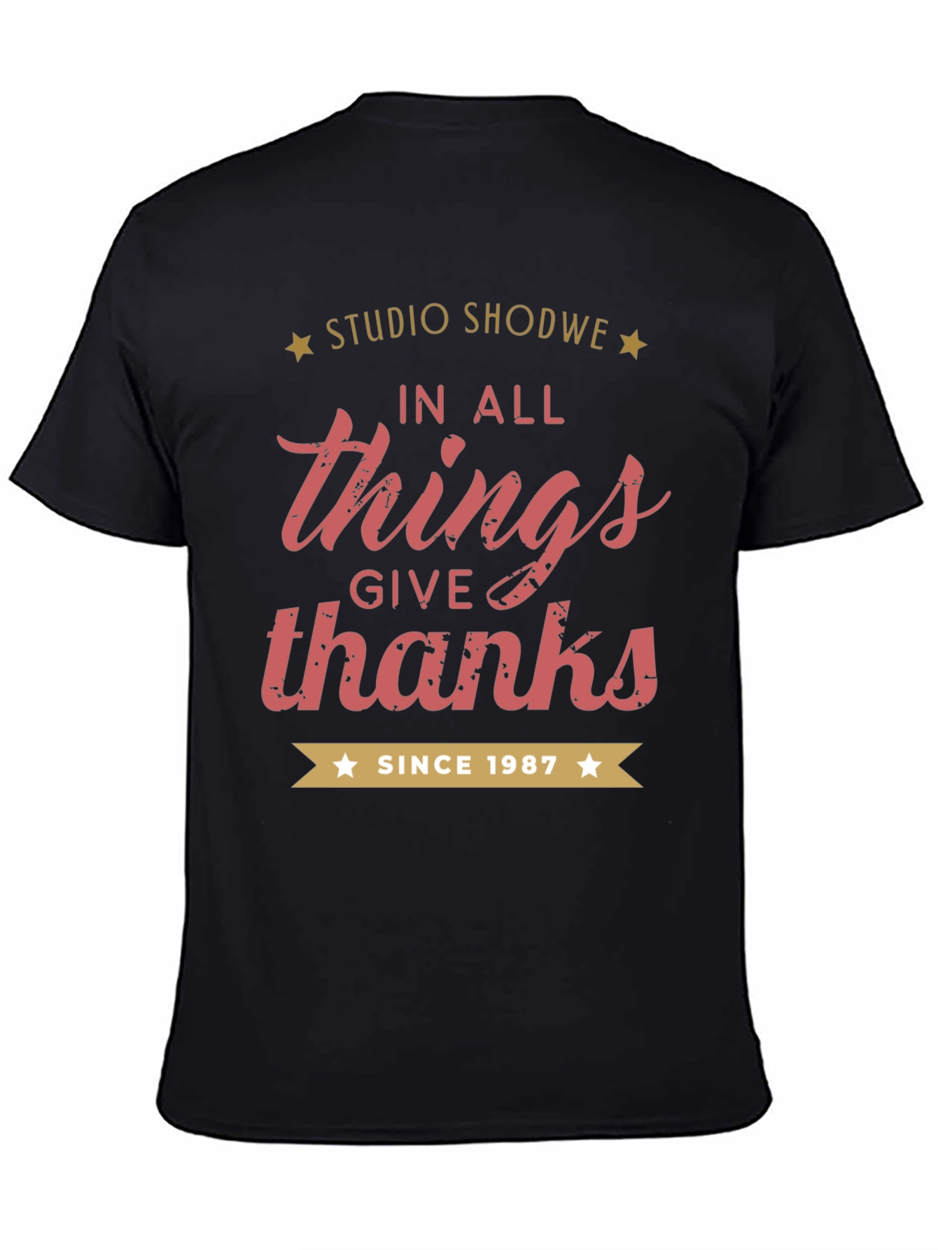 Studio Shodwe In All Things Give Thanks Black Tee