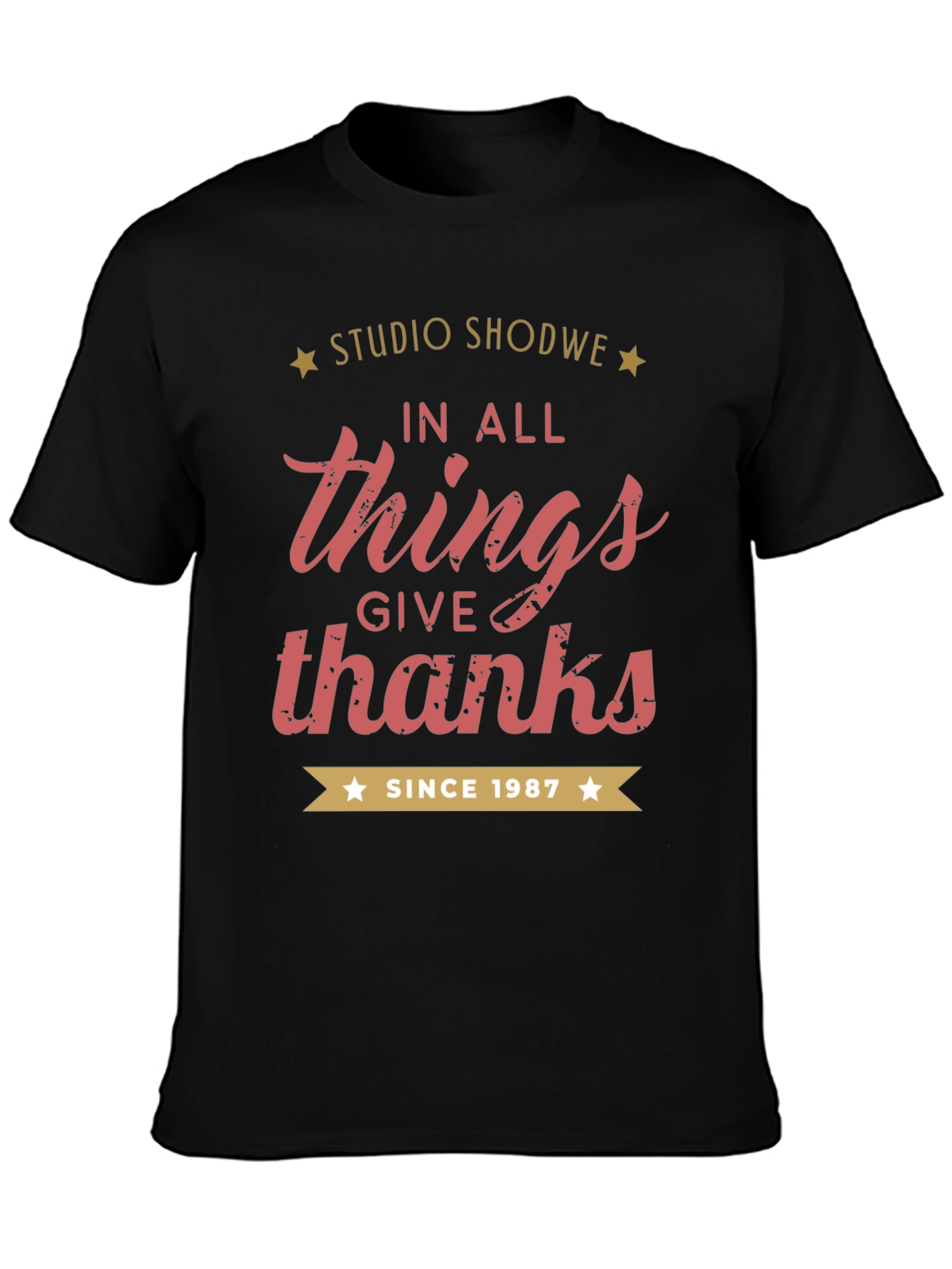 Studio Shodwe In All Things Give Thanks Black Tee