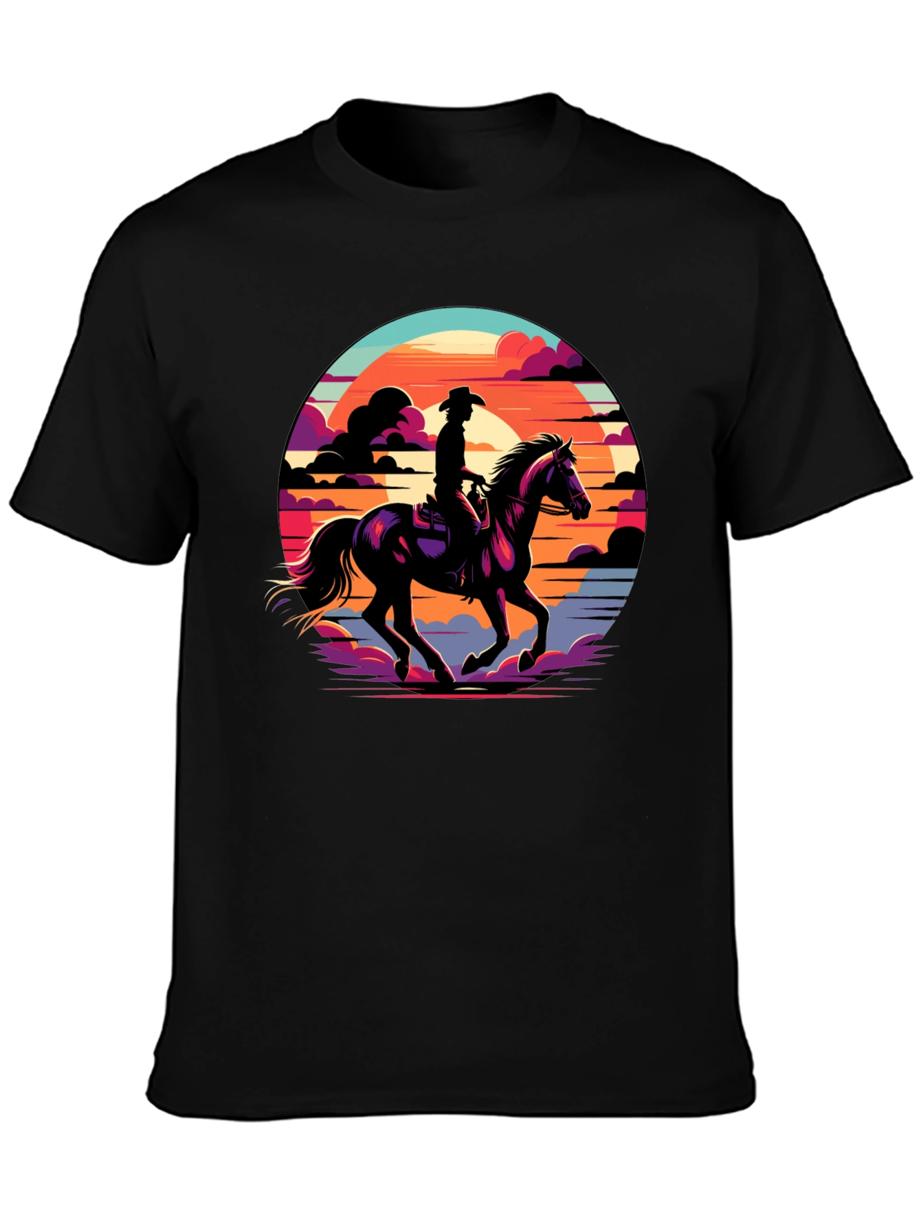 Cowboy Sunset Graphic Tee - Western Style