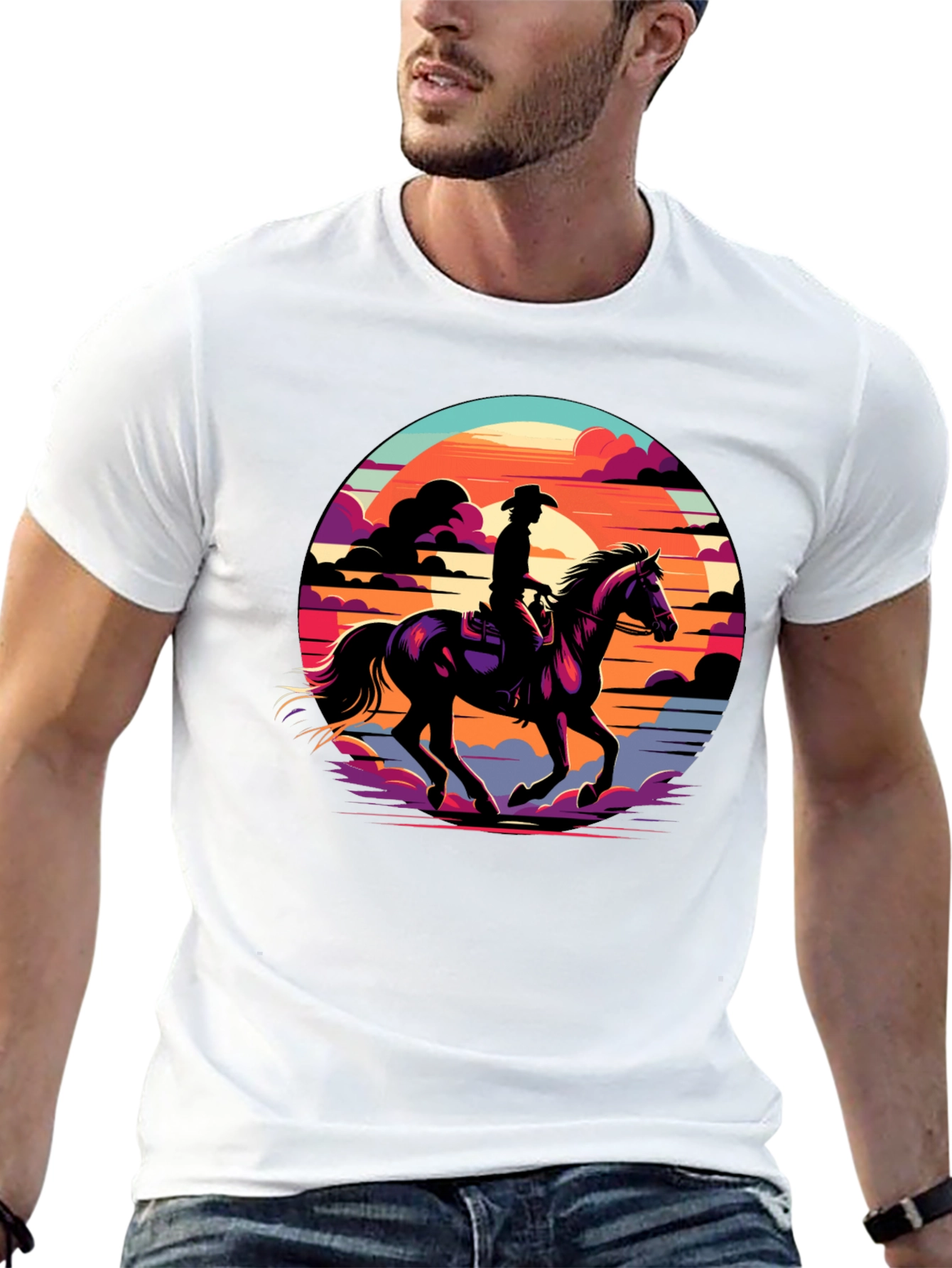 Cowboy Sunset Graphic Tee - Western Style