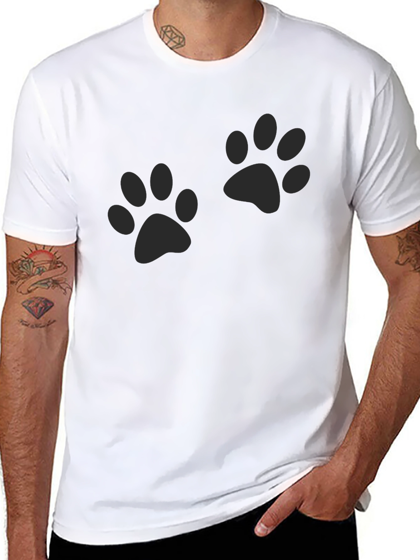 Paw Print Crew Neck T-Shirt - Casual Comfort