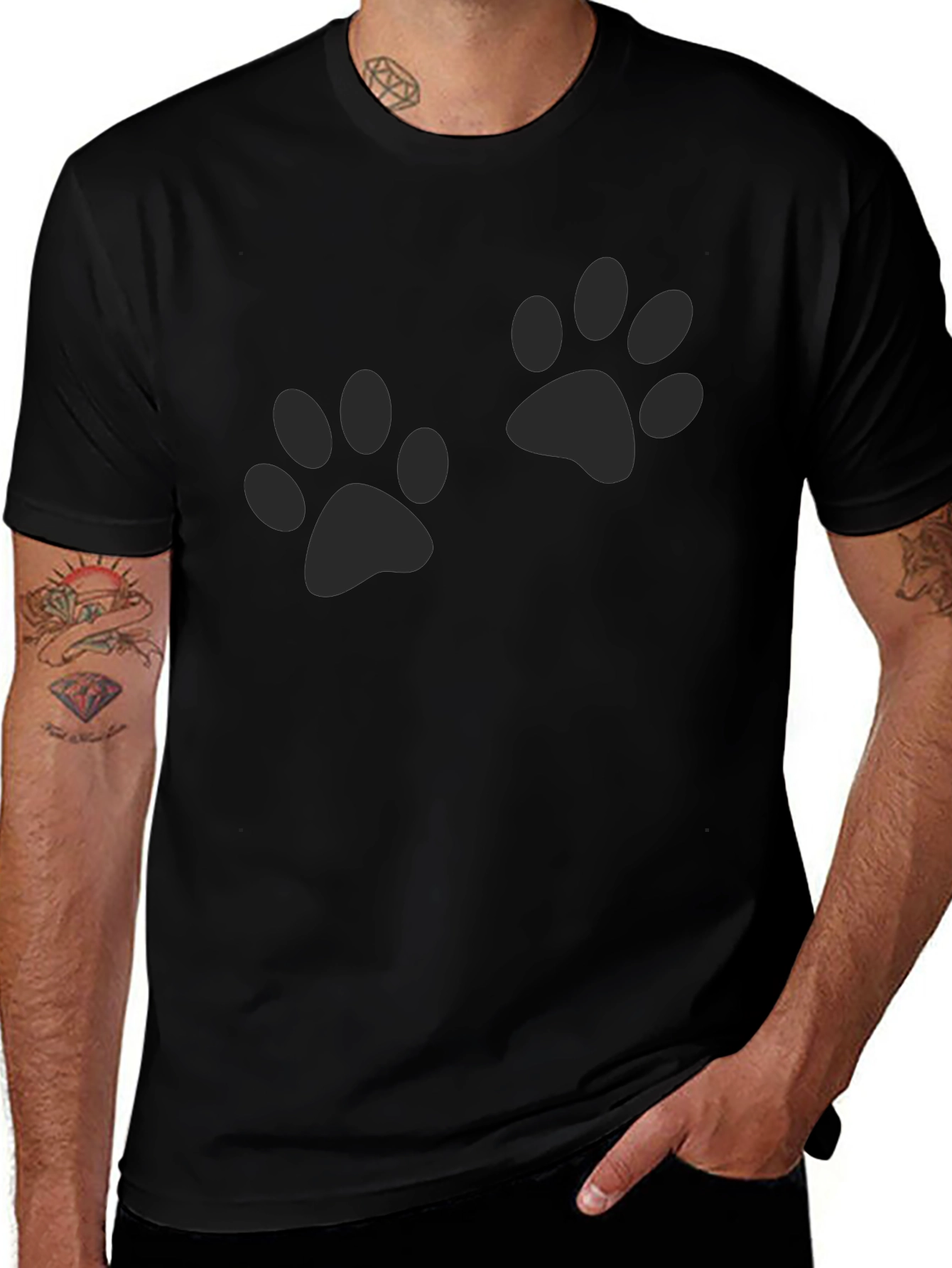 Paw Print Crew Neck T-Shirt - Casual Comfort