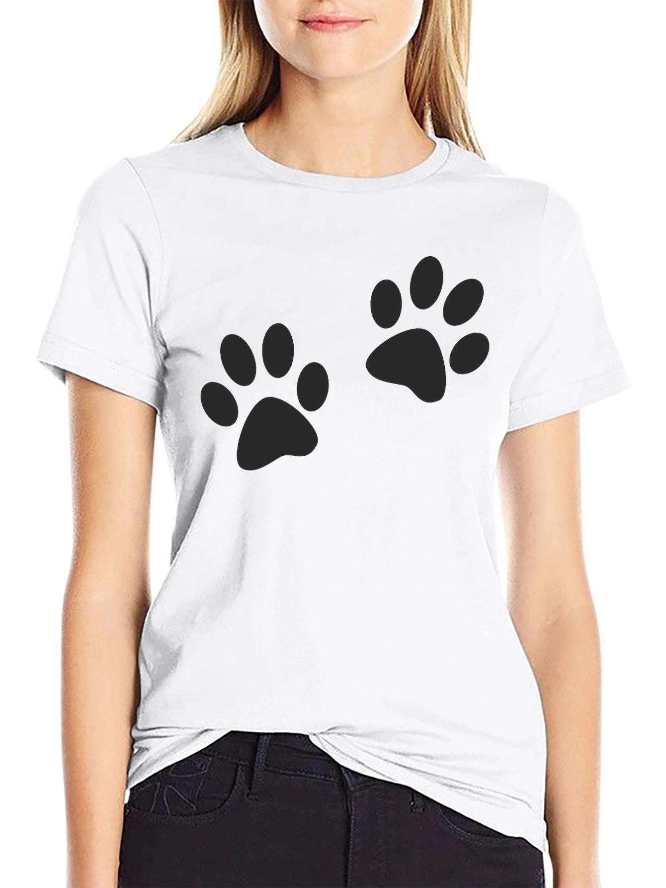Paw Print Crew Neck T-Shirt - Casual Comfort