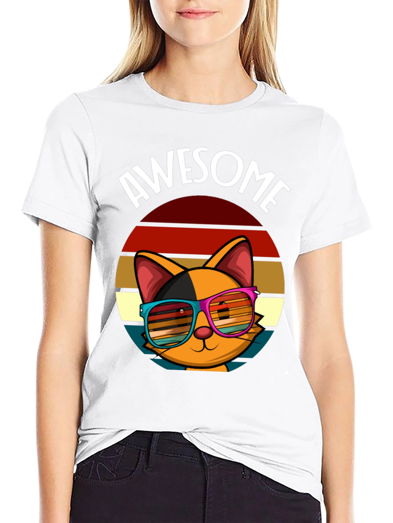 Awesome Cat T-Shirt with Retro Sunglasses