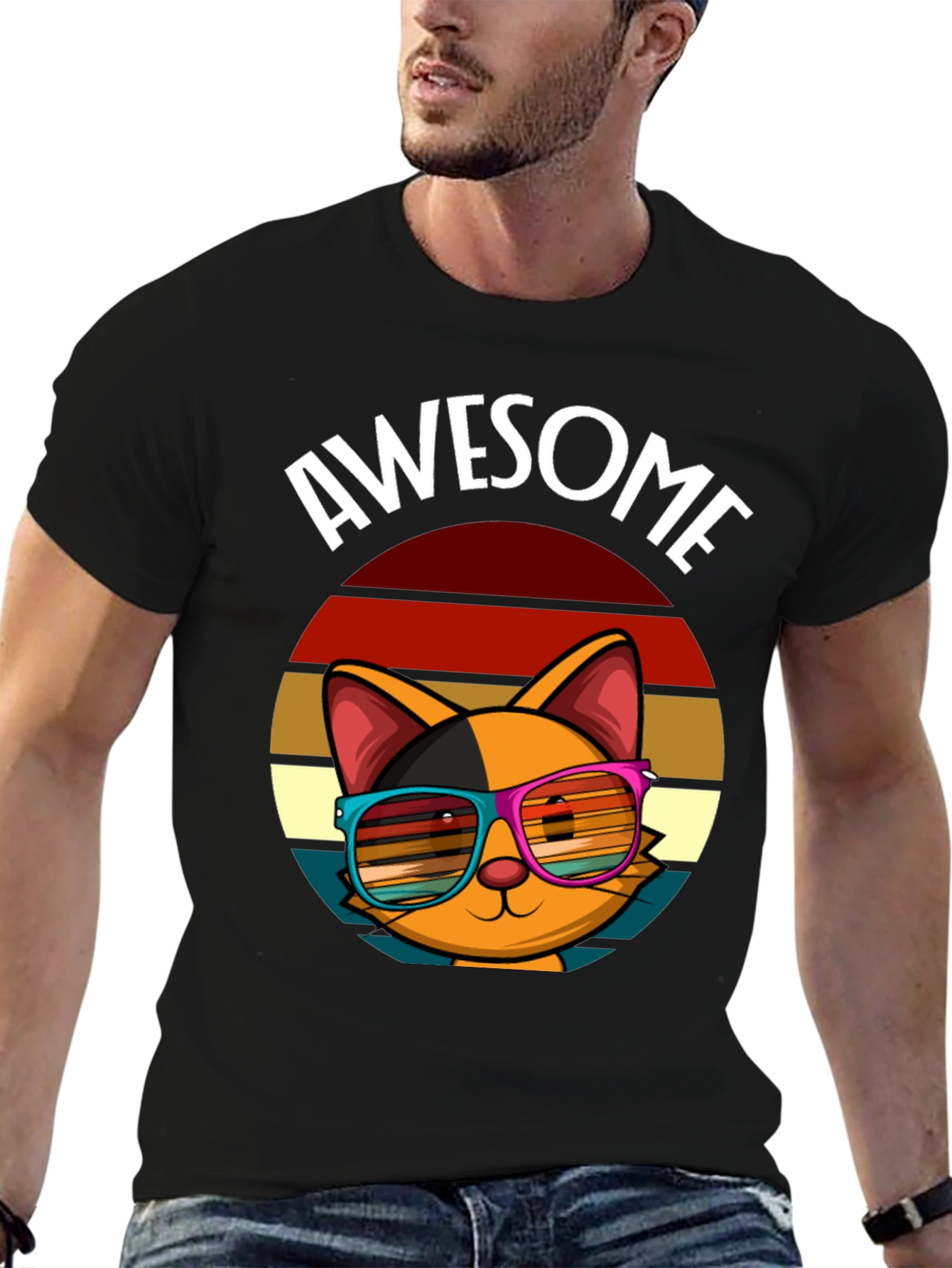 Awesome Cat T-Shirt with Retro Sunglasses