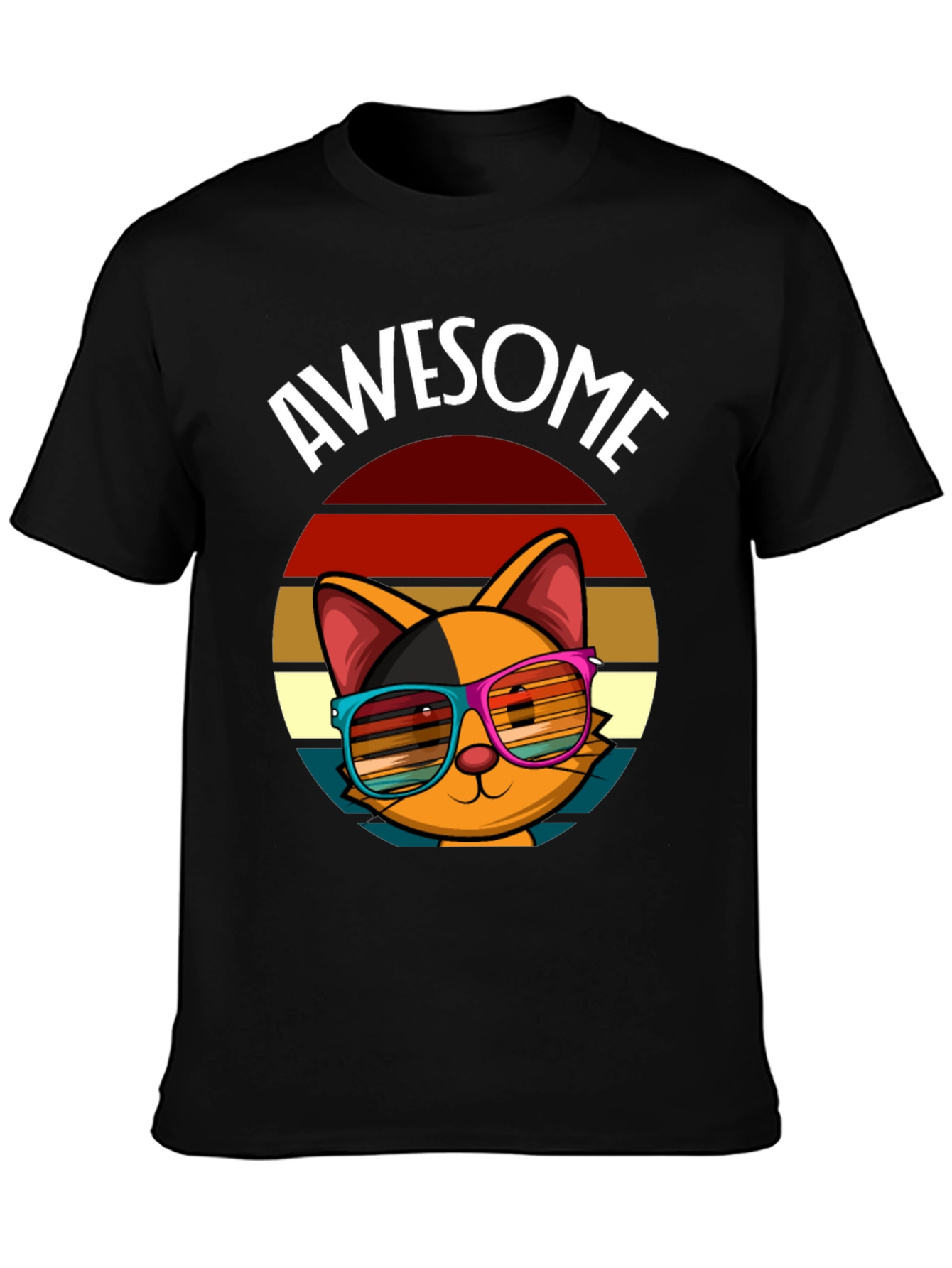 Awesome Cat T-Shirt with Retro Sunglasses