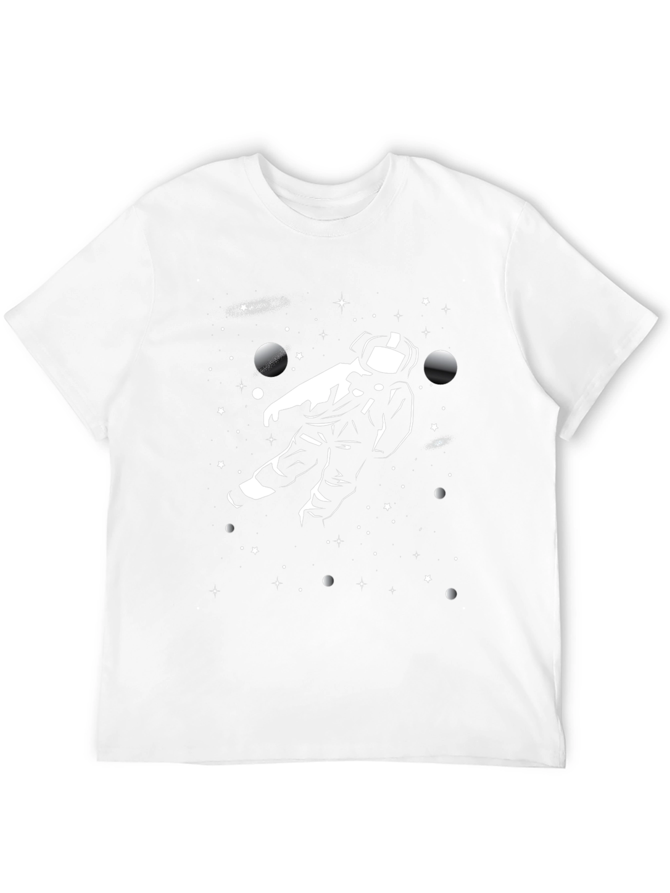 Astronaut in Space Graphic Tee - Black Cotton T-Shirt
