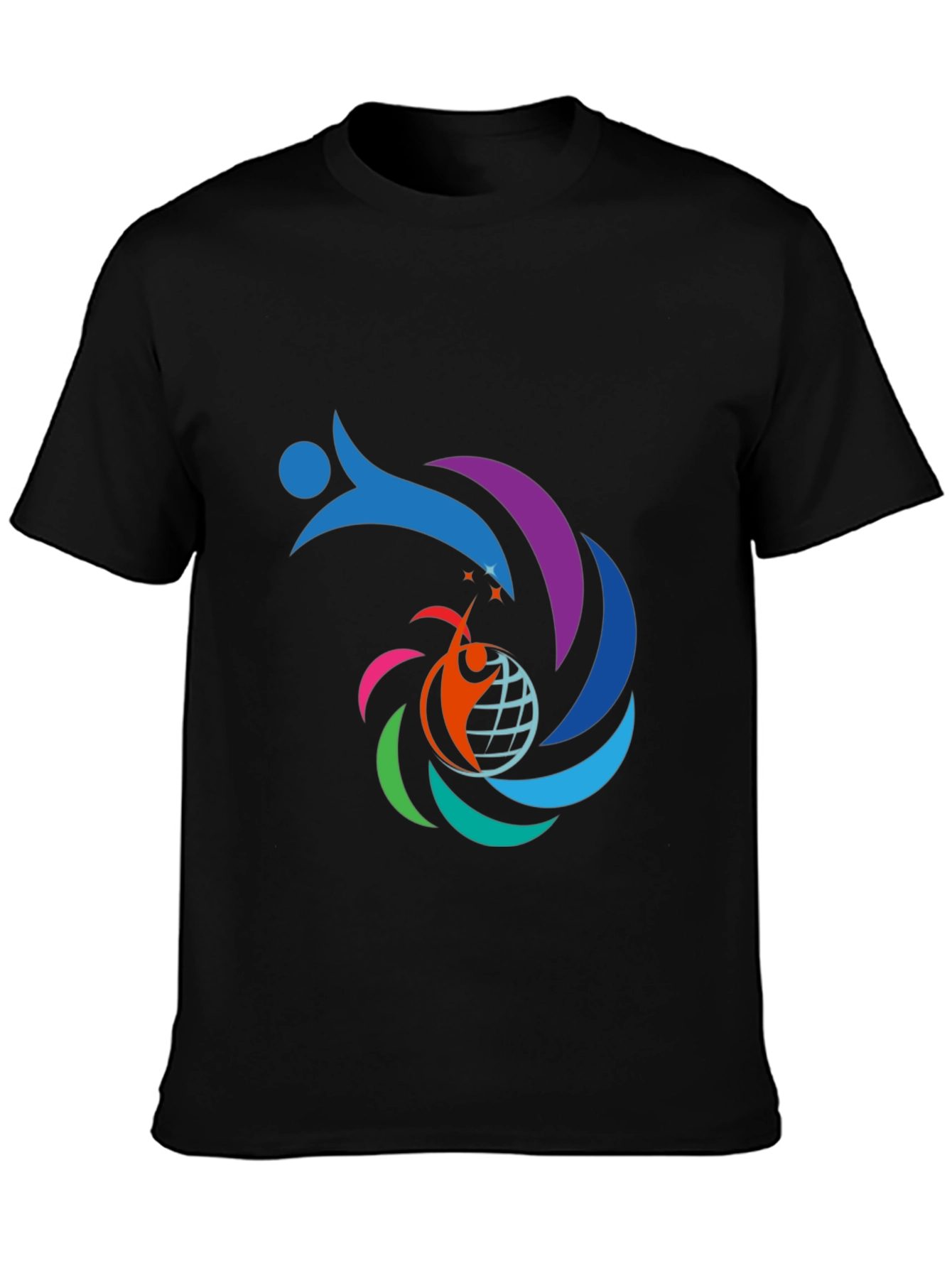 Vibrant Graphic Print Black T-Shirt