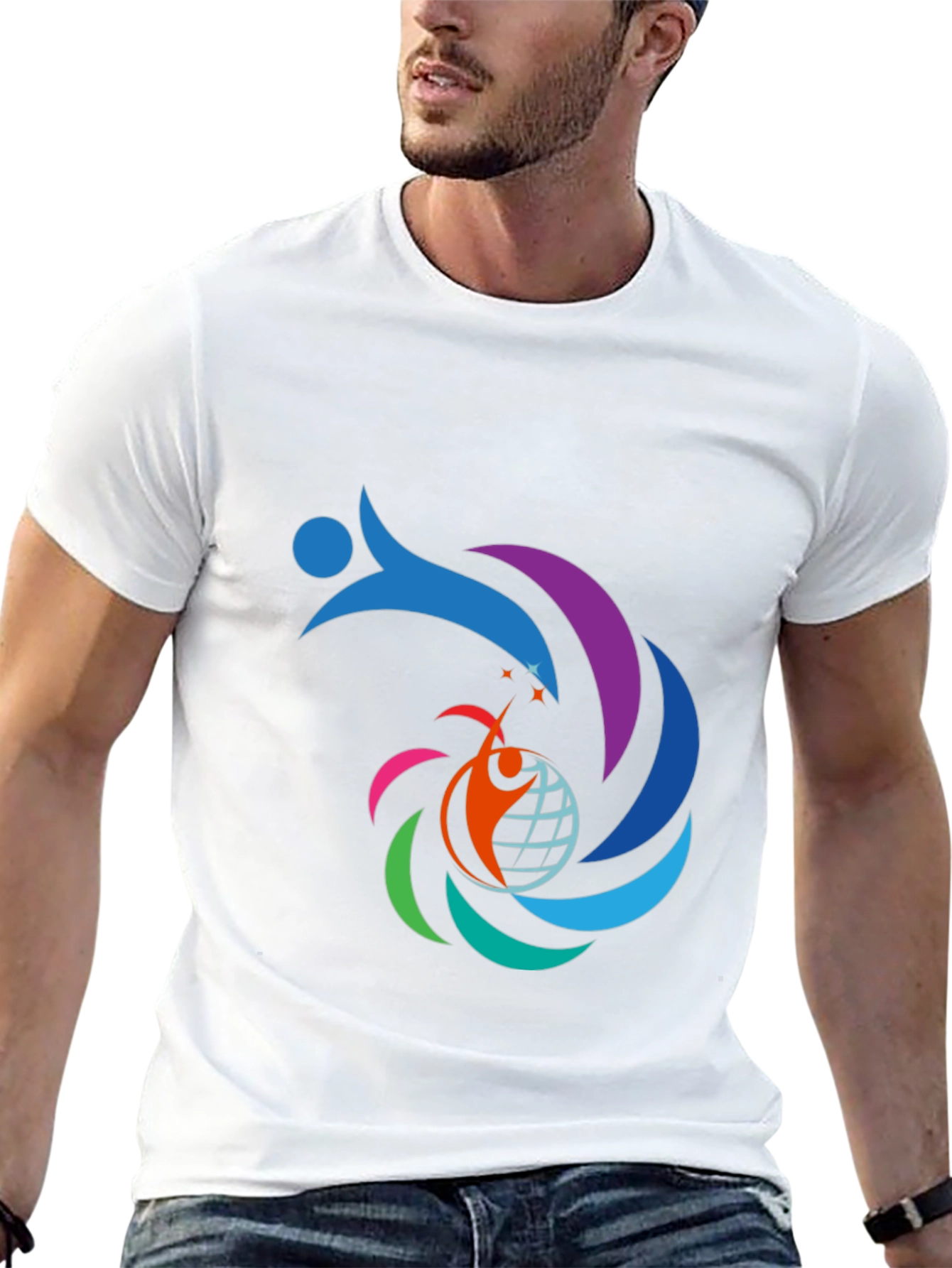 Vibrant Graphic Print Black T-Shirt