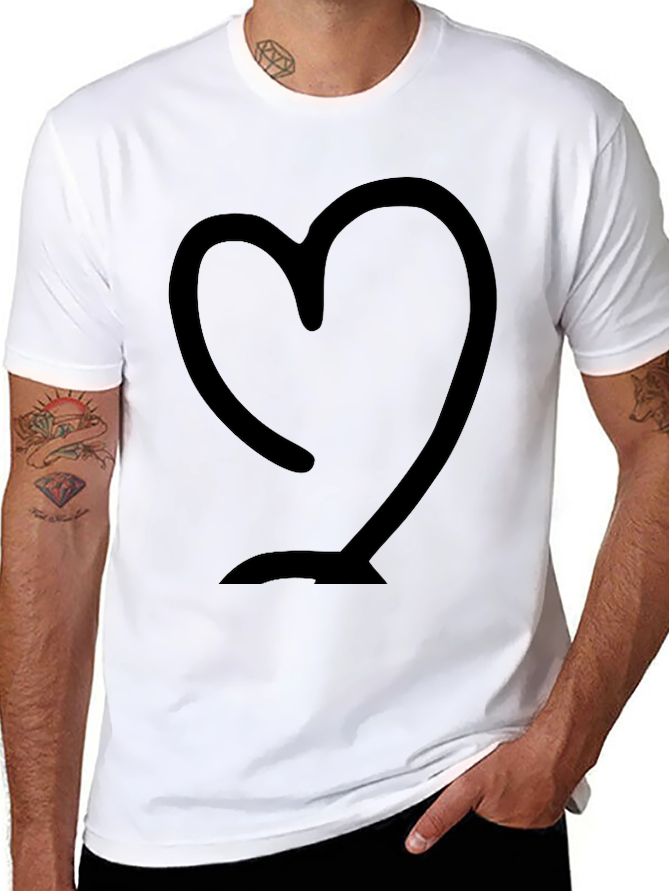 Heart Outline Graphic Black T-Shirt